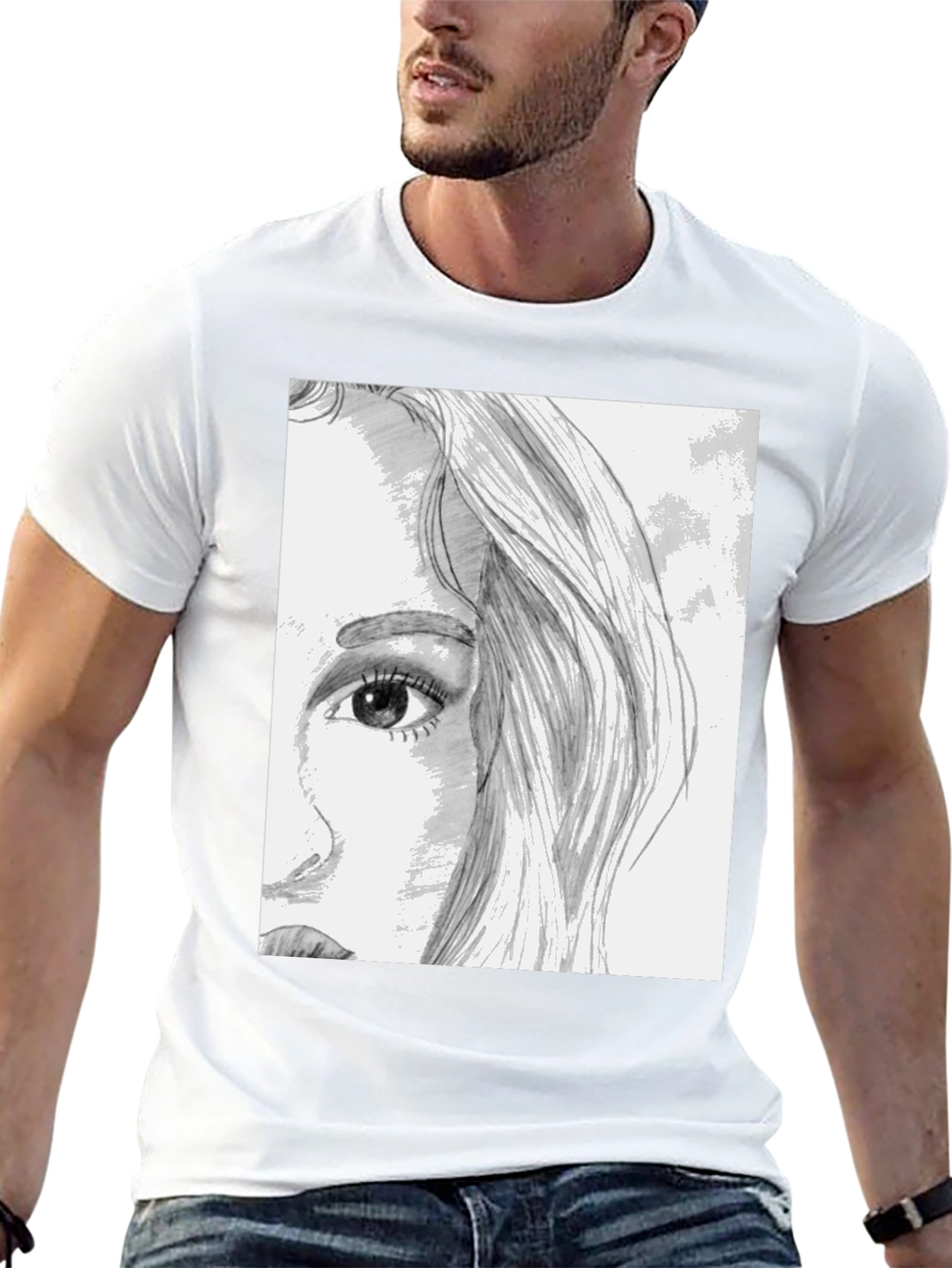 Artistic Portrait Graphic Tee - Unisex Black T-Shirt