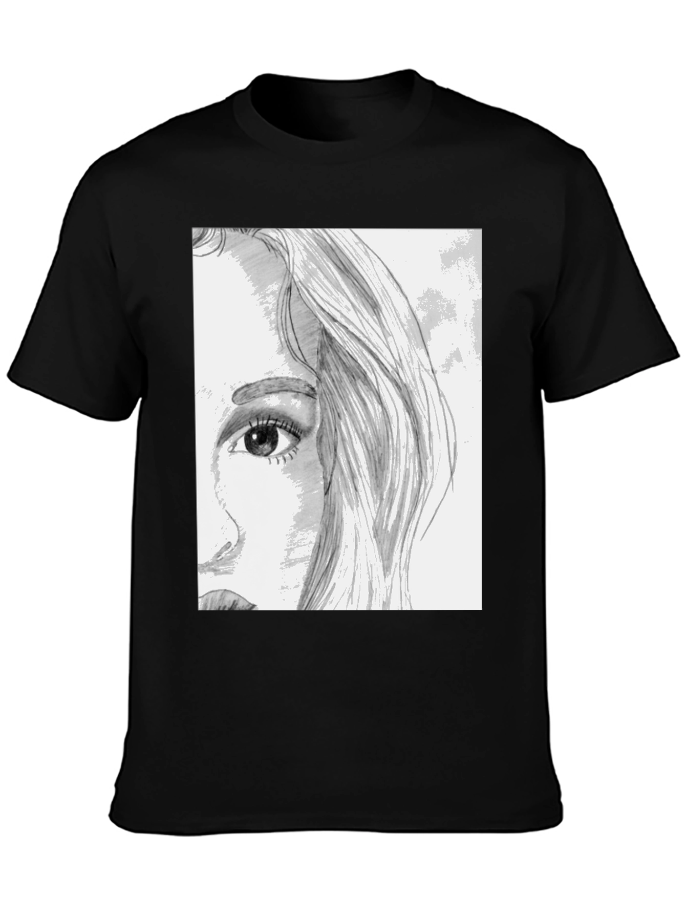 Artistic Portrait Graphic Tee - Unisex Black T-Shirt