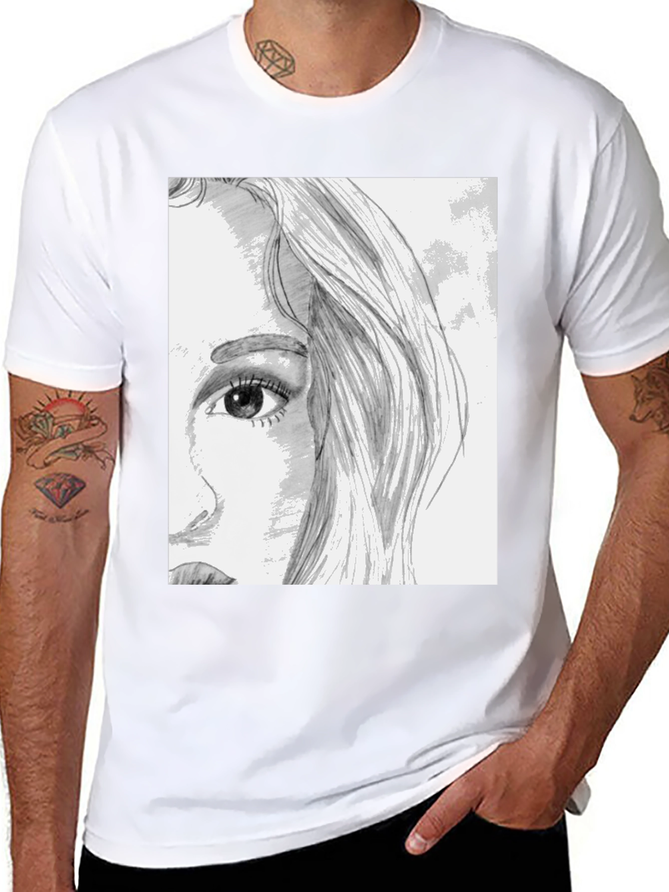 Artistic Portrait Graphic Tee - Unisex Black T-Shirt