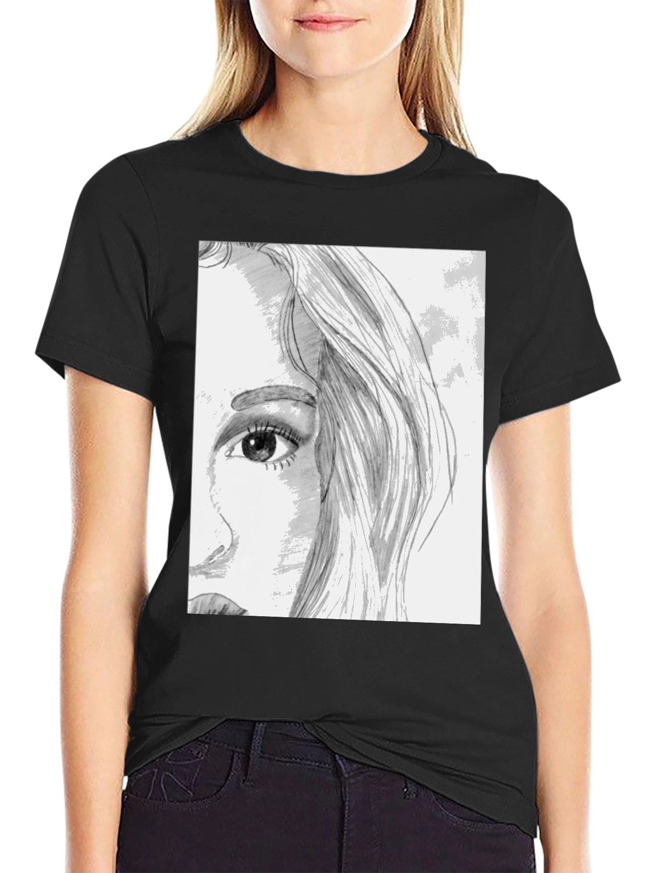 Artistic Portrait Graphic Tee - Unisex Black T-Shirt