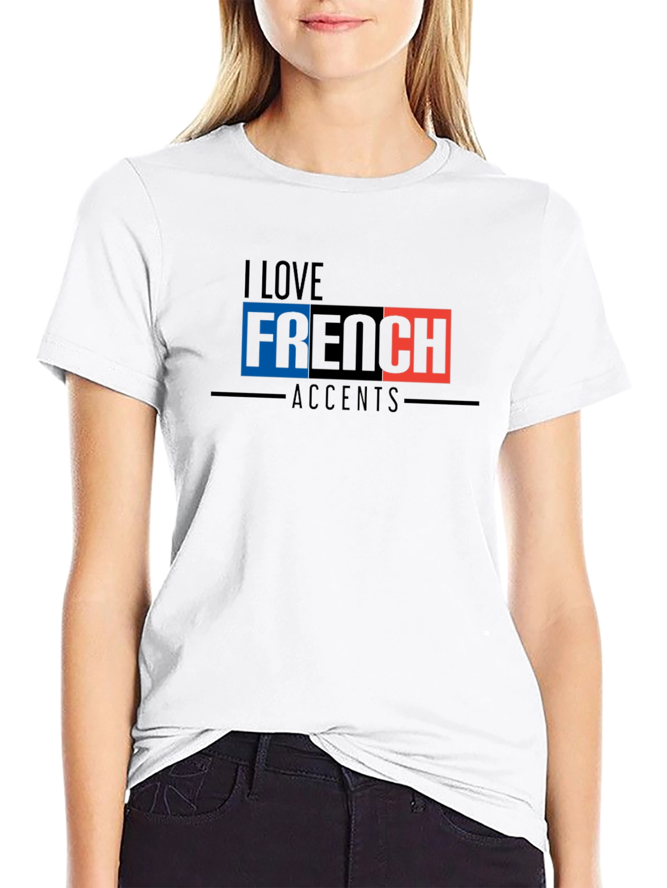 I Love French Accents Black Graphic Tee