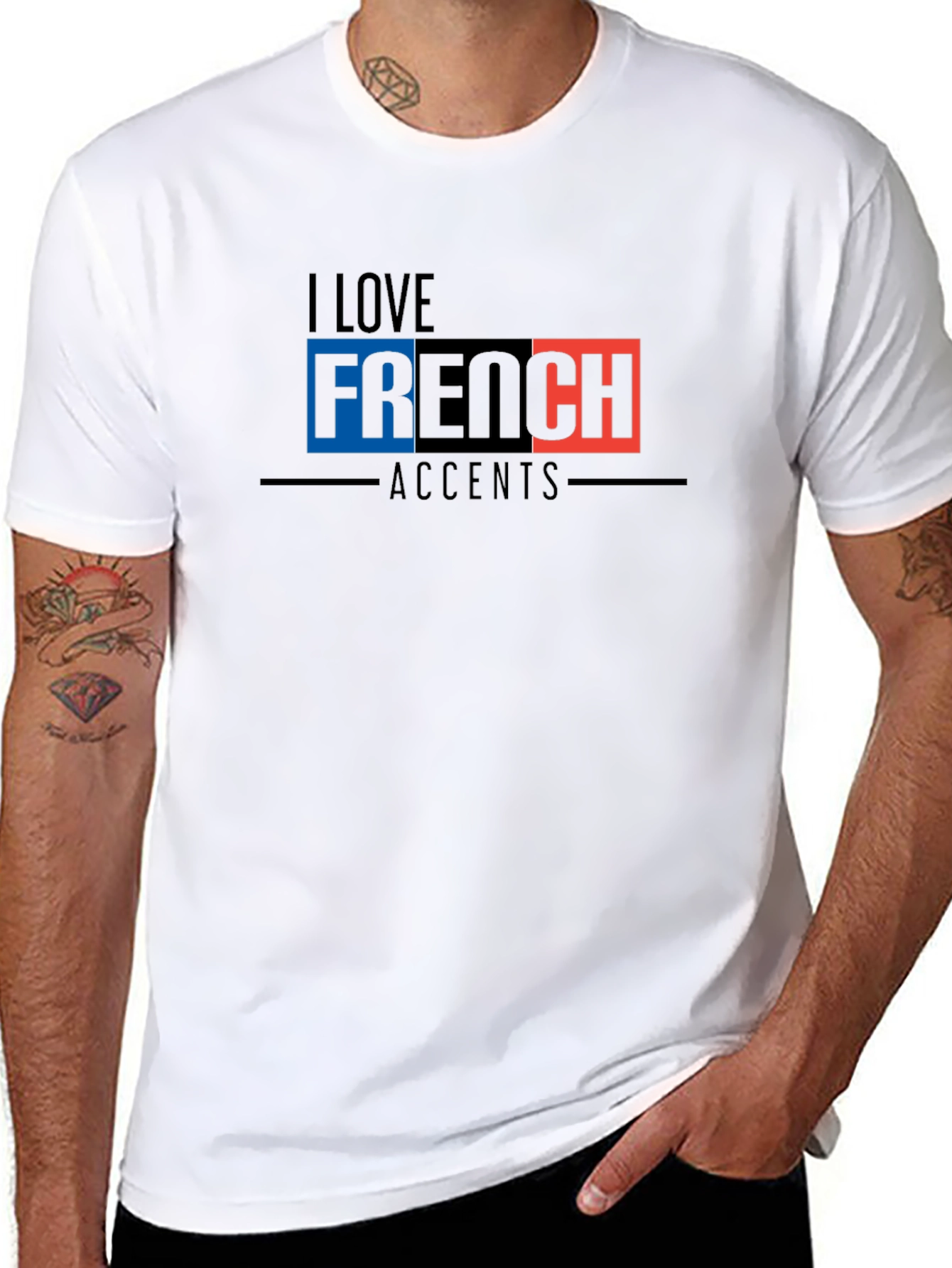 I Love French Accents Black Graphic Tee