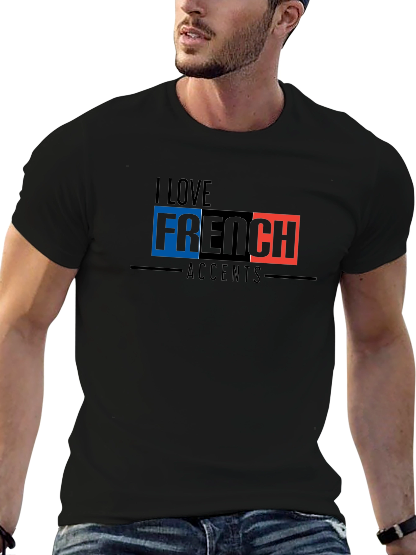 I Love French Accents Black Graphic Tee