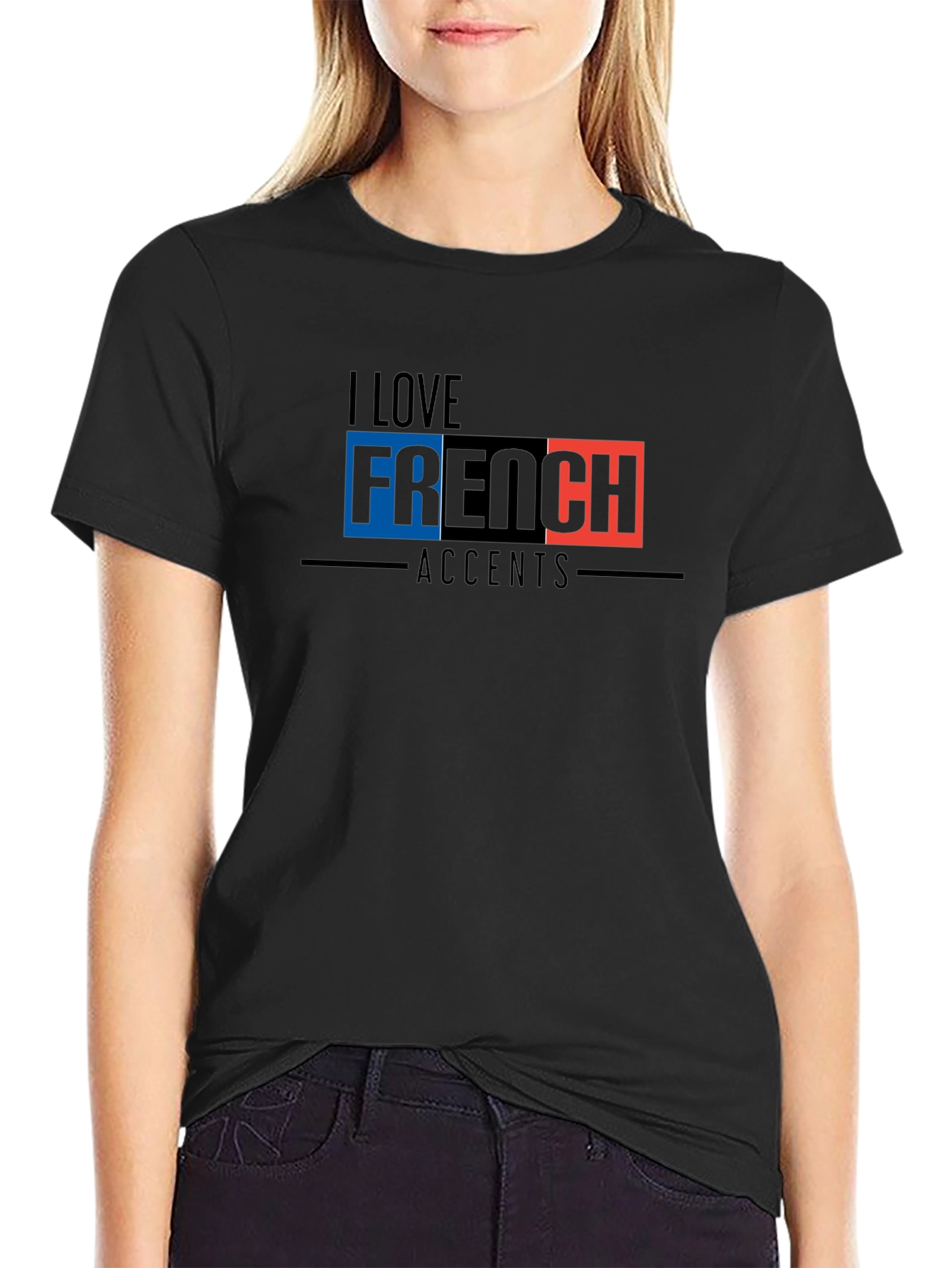 I Love French Accents Black Graphic Tee