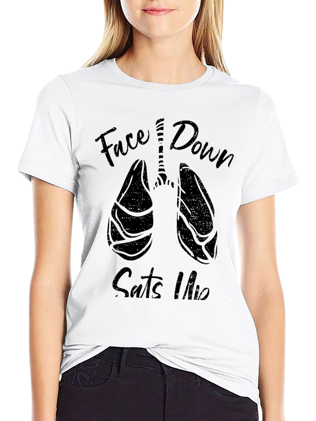 Face Down Suits Up Lung Graphic Tee - Black