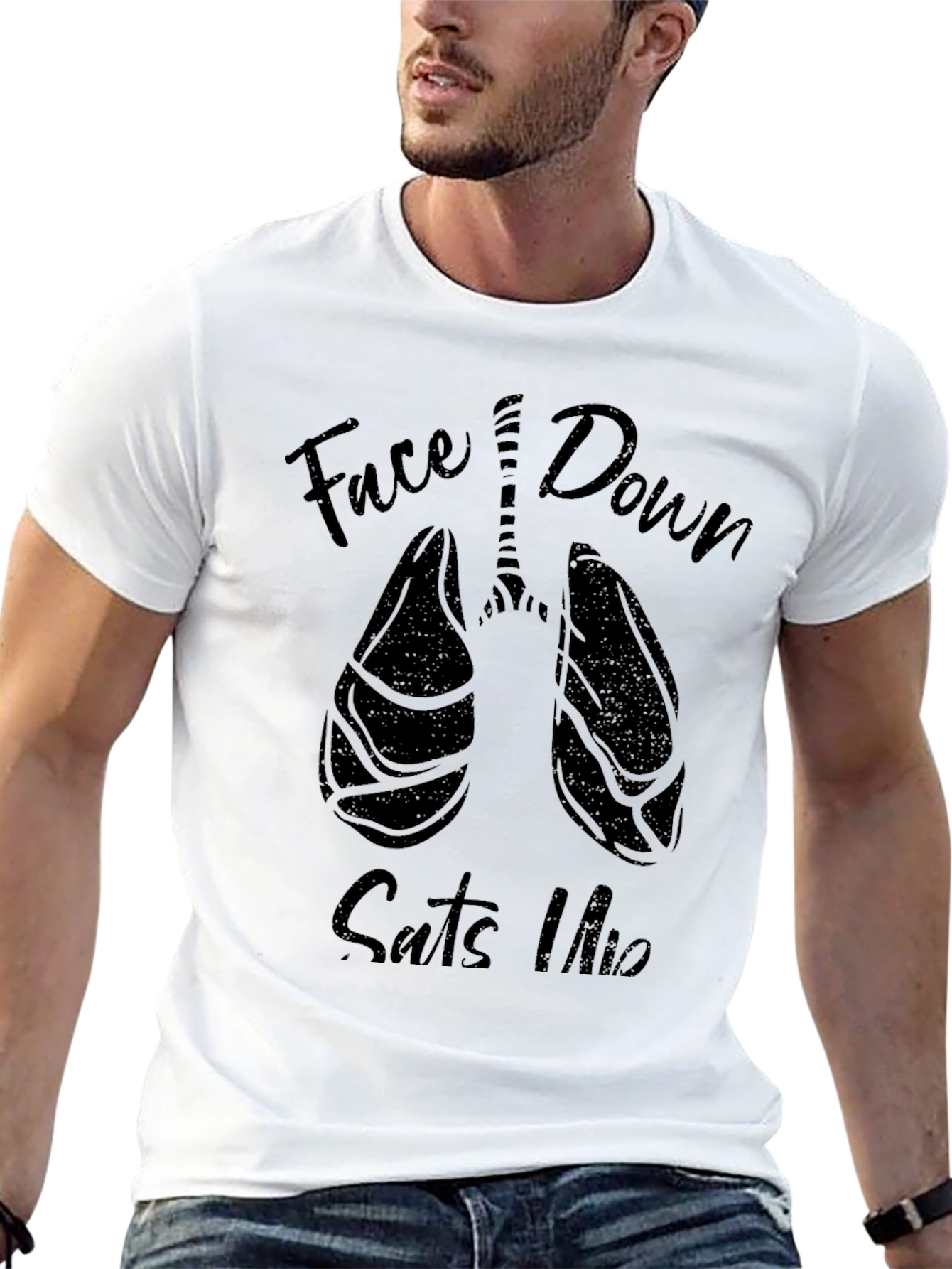 Face Down Suits Up Lung Graphic Tee - Black