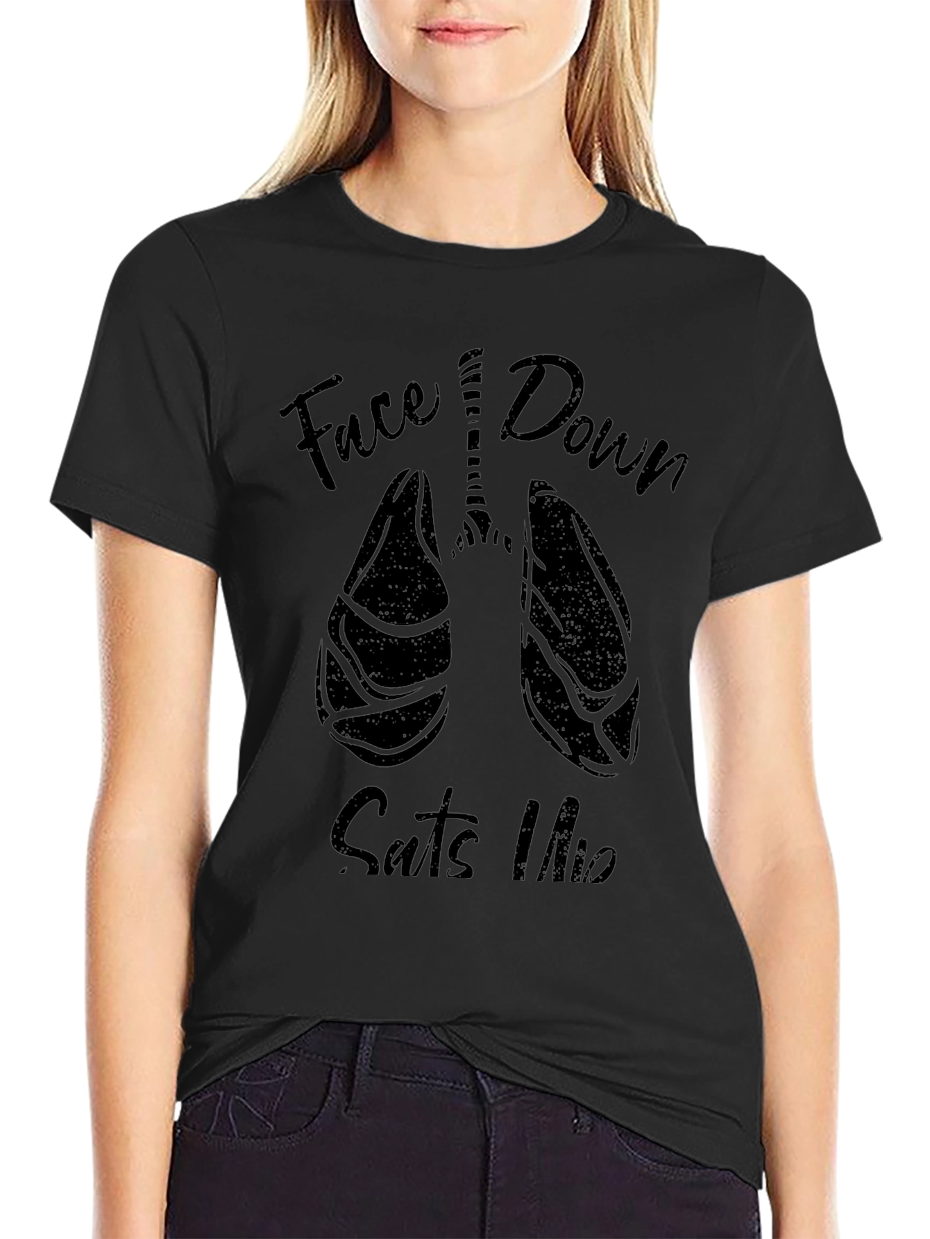 Face Down Suits Up Lung Graphic Tee - Black