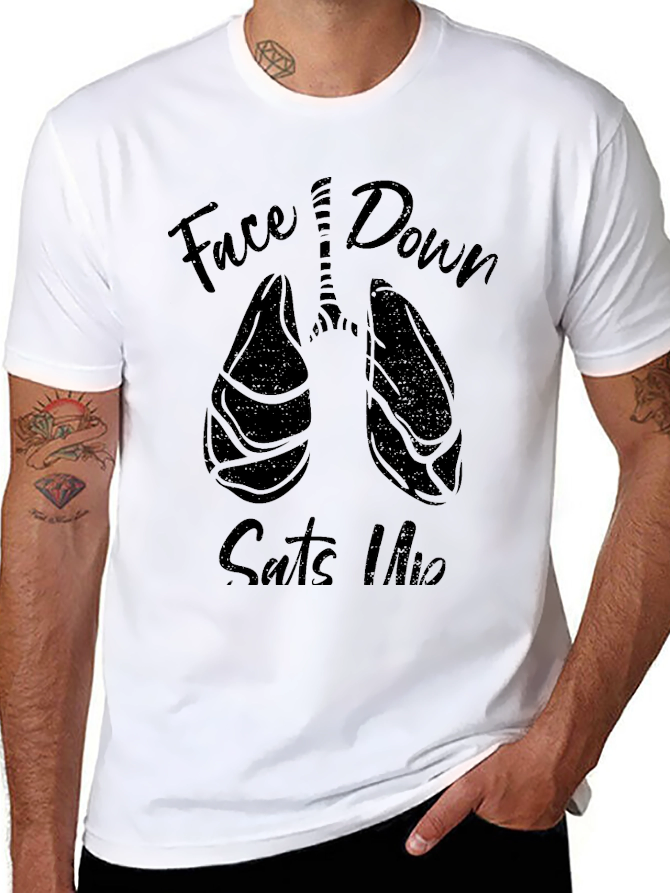 Face Down Suits Up Lung Graphic Tee - Black