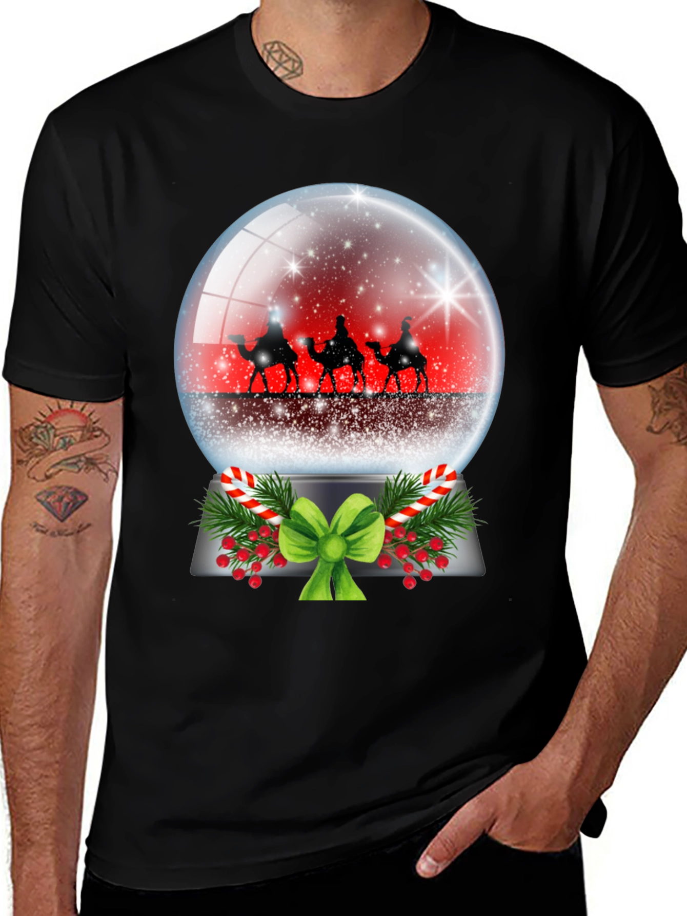 Festive Holiday Snow Globe Graphic Tee