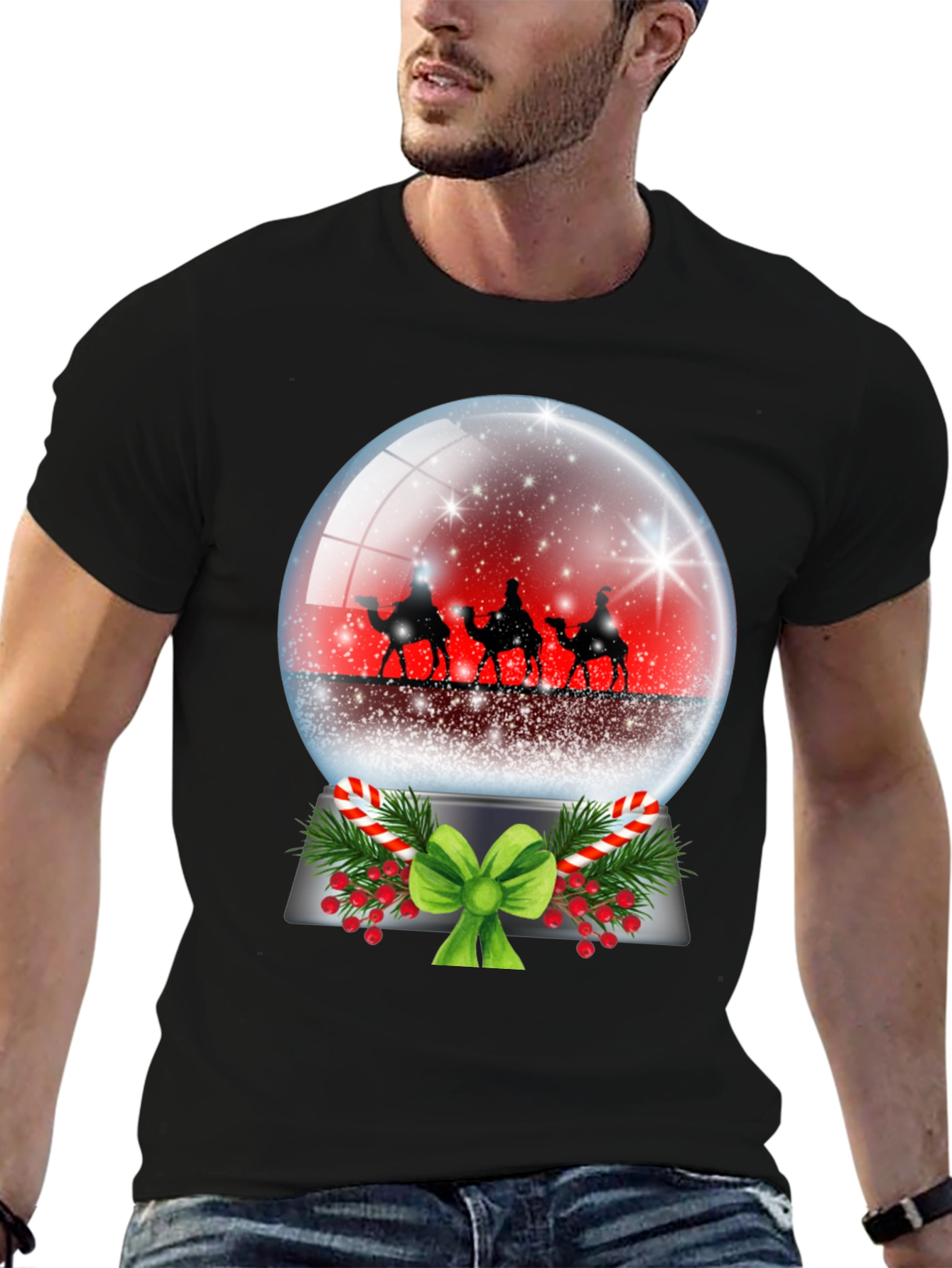 Festive Holiday Snow Globe Graphic Tee