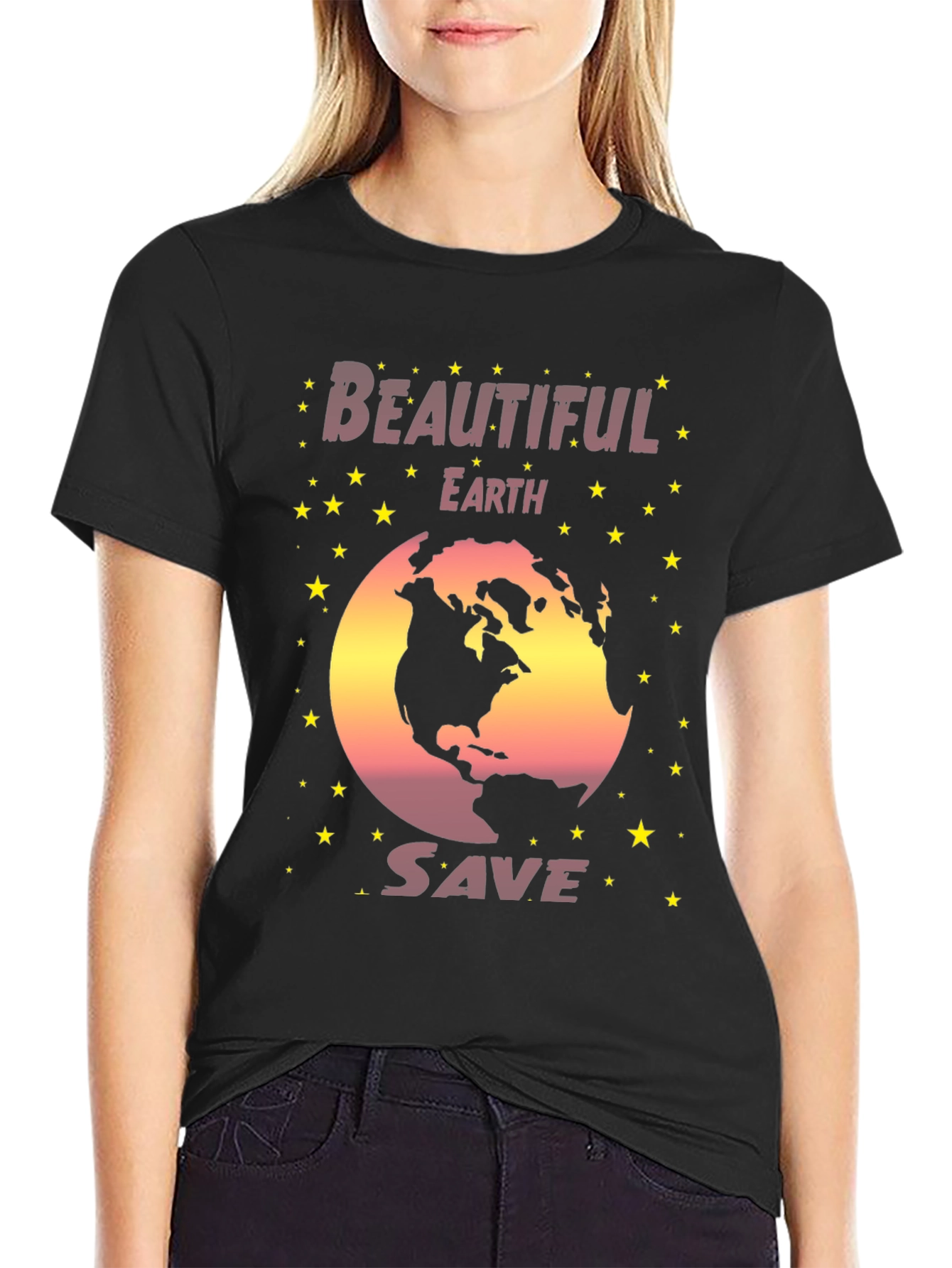 Beautiful Earth Save Planet Graphic T-Shirt