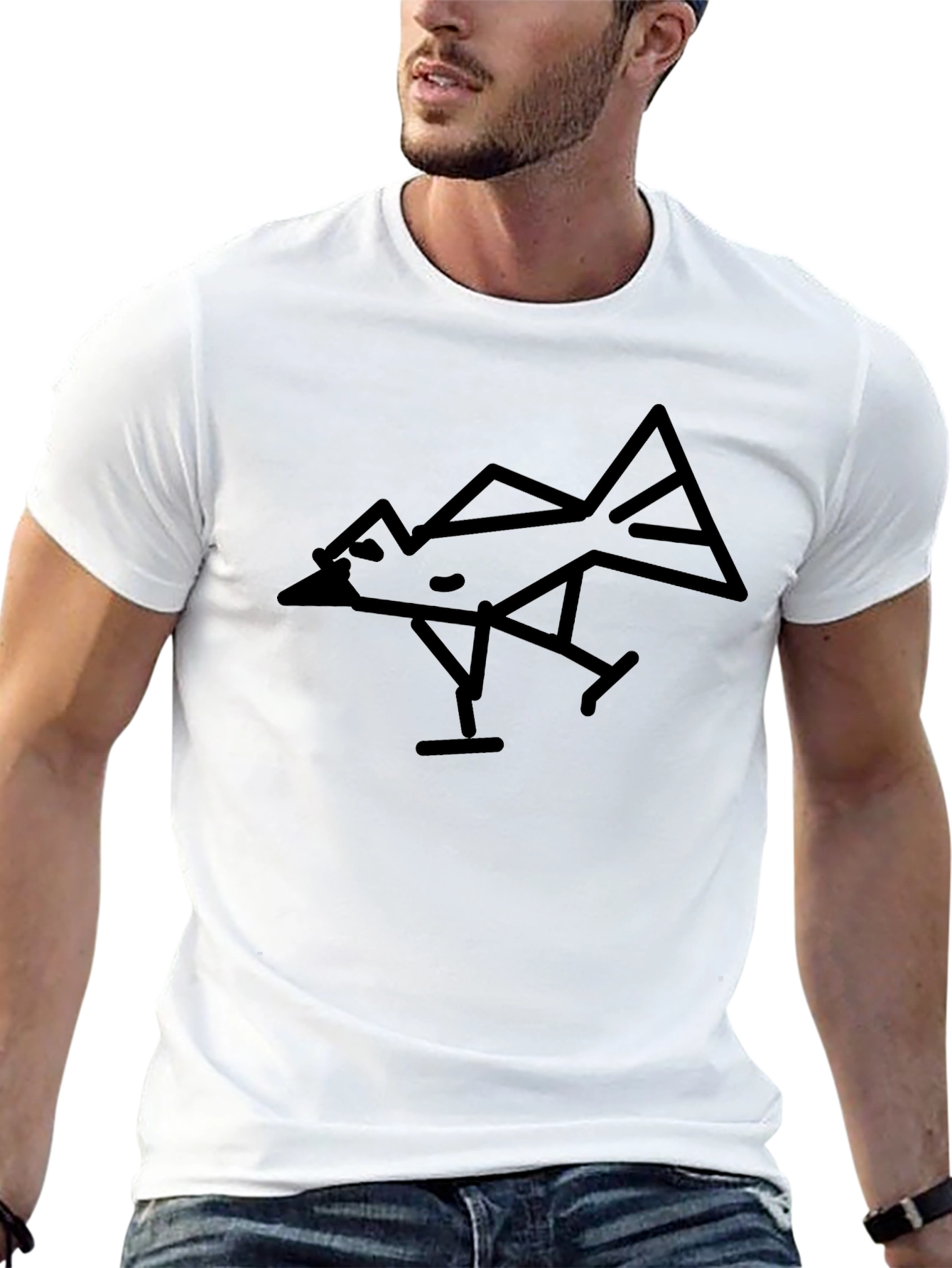 Modern Bird Graphic Black Tee