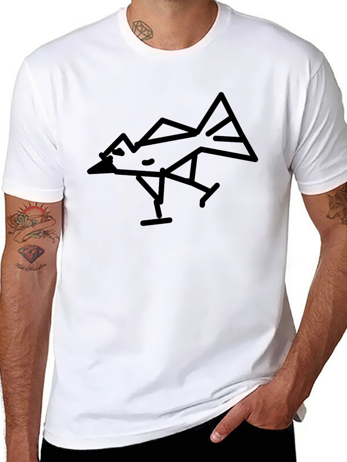 Modern Bird Graphic Black Tee