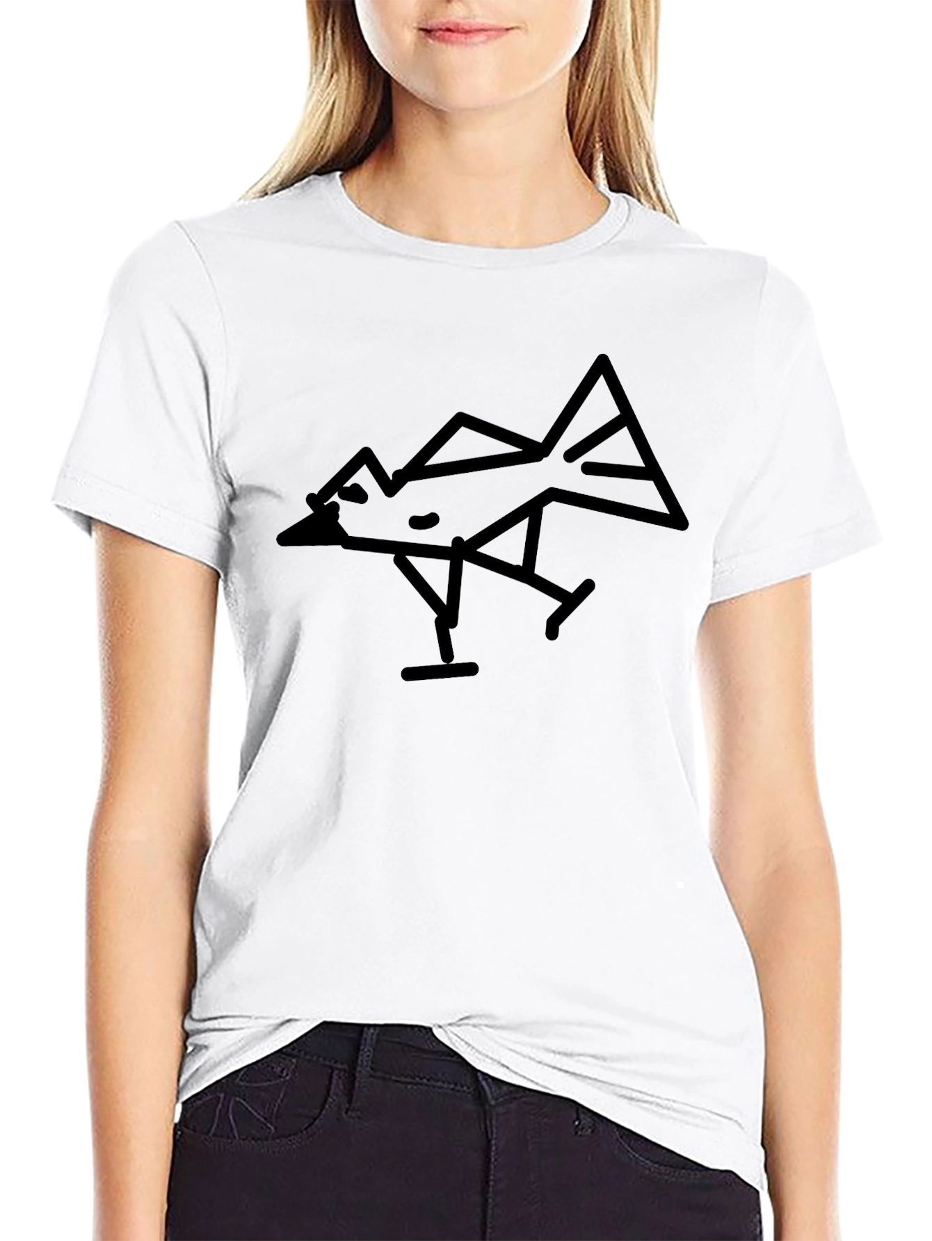 Modern Bird Graphic Black Tee