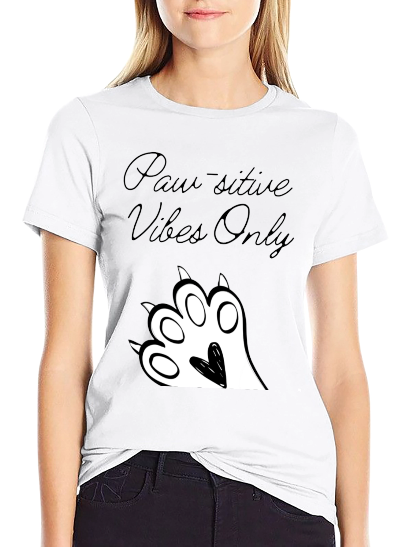 Paw-sitive Vibes Only Black Graphic Tee