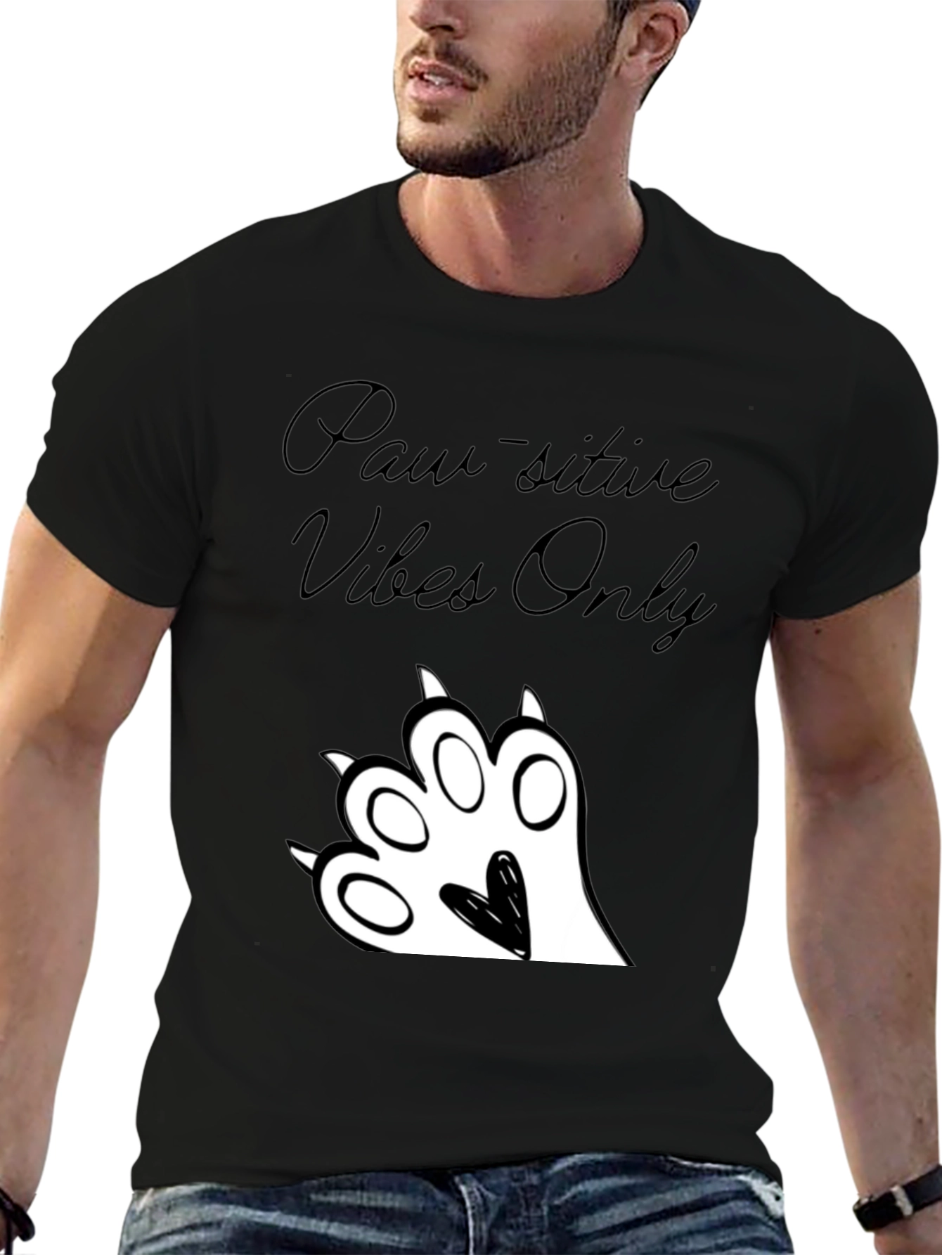 Paw-sitive Vibes Only Black Graphic Tee