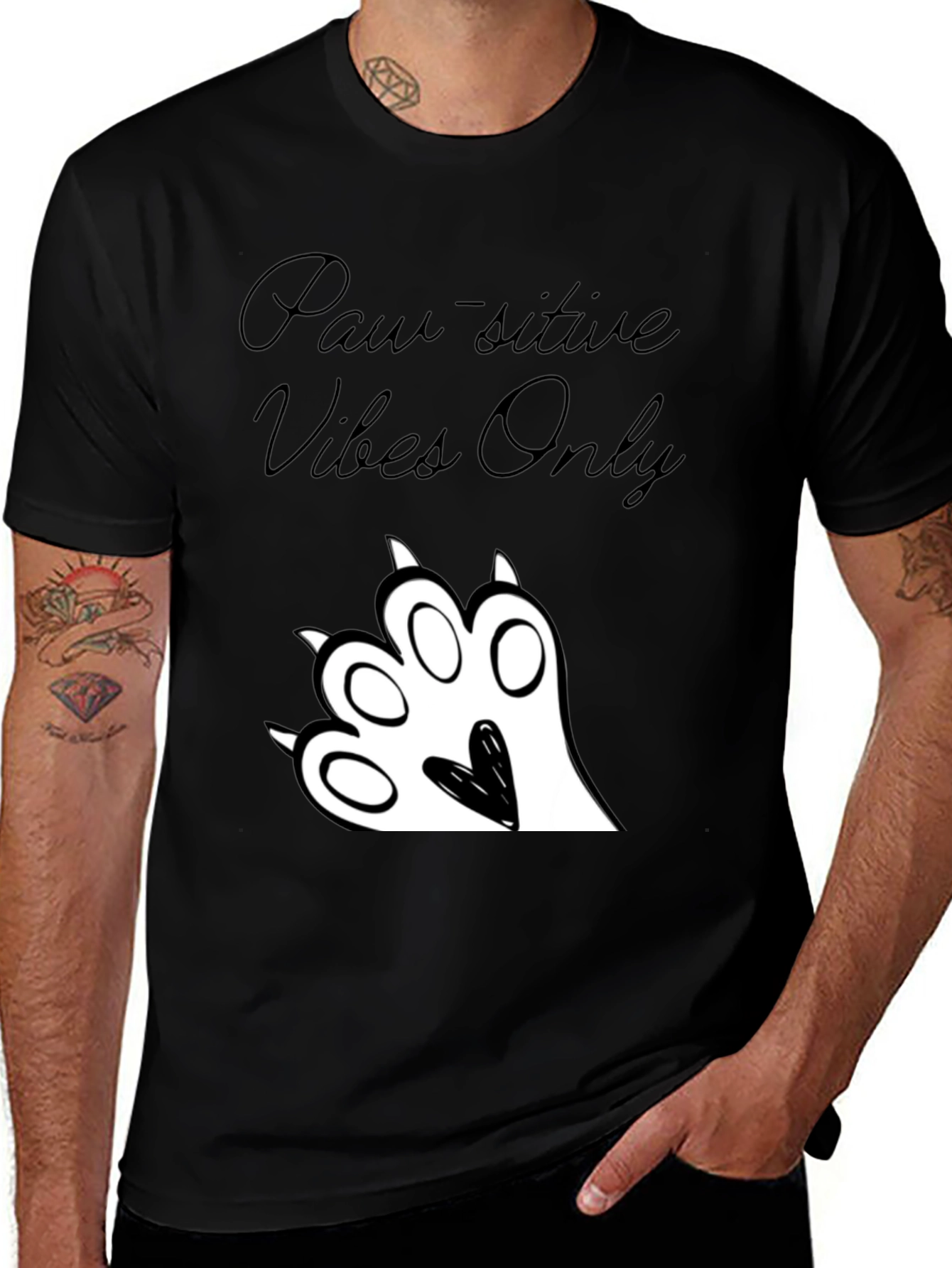 Paw-sitive Vibes Only Black Graphic Tee