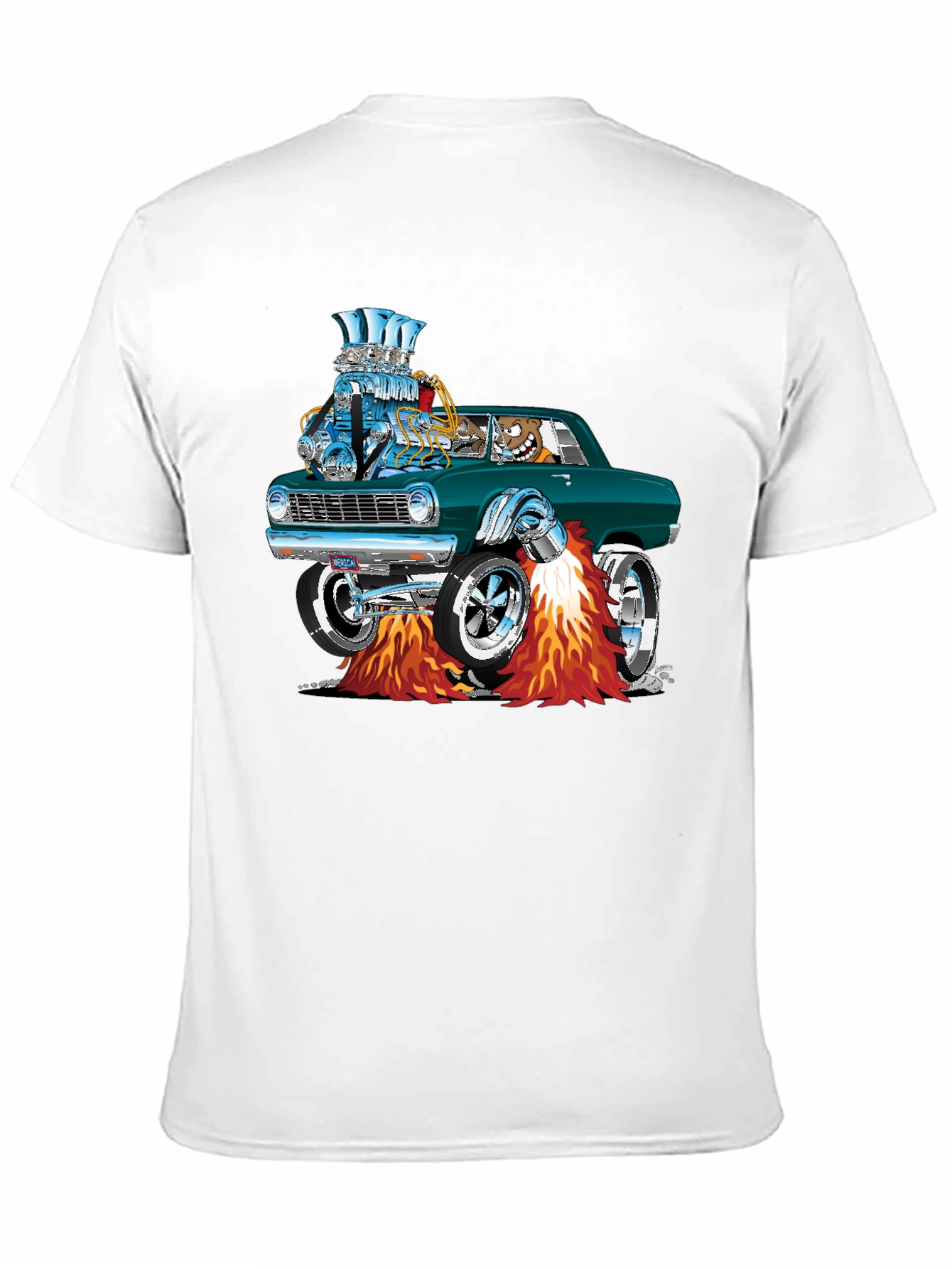 Hot Rod Cartoon Car Graphic Tee - Black