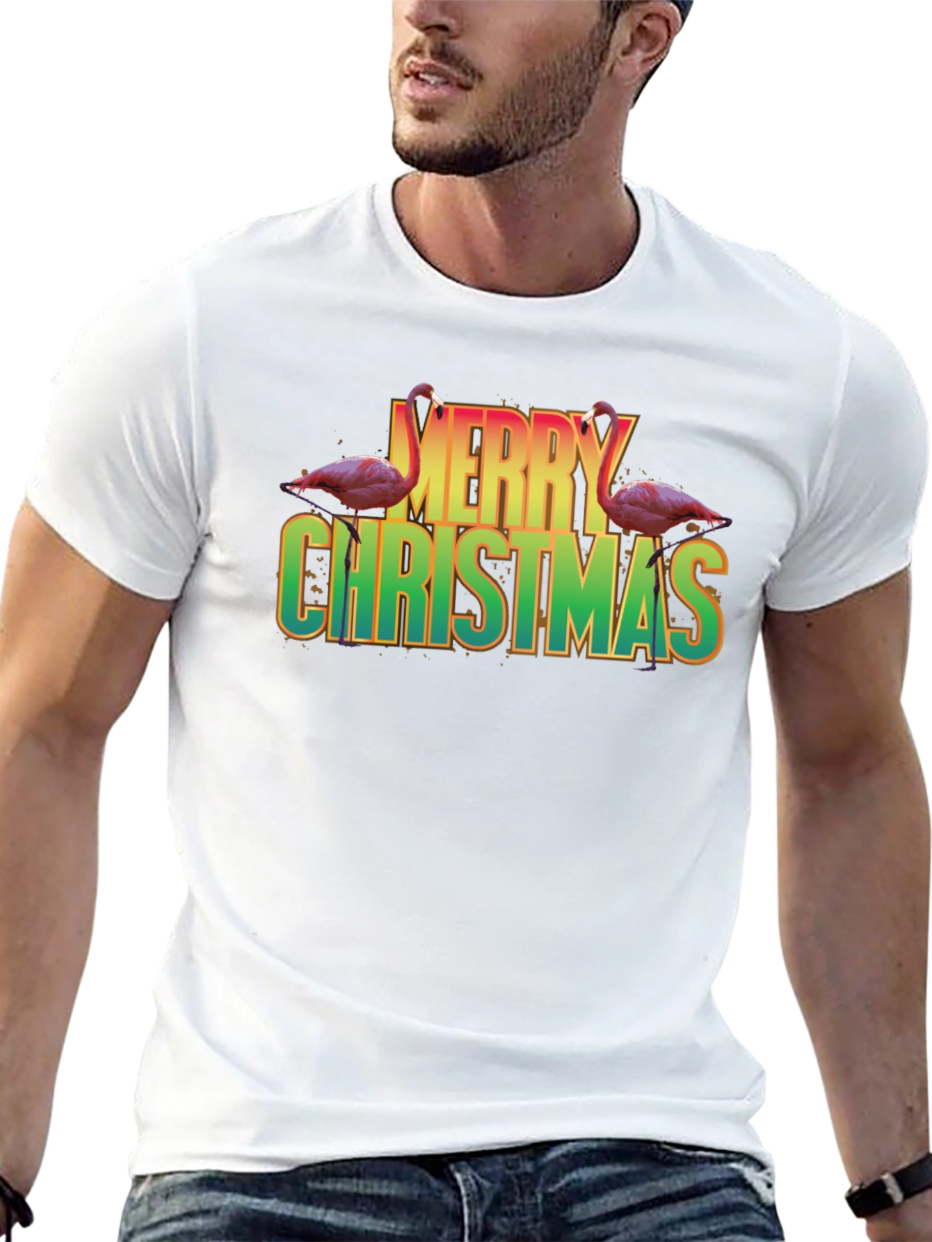 Flamingo Merry Christmas Graphic Tee