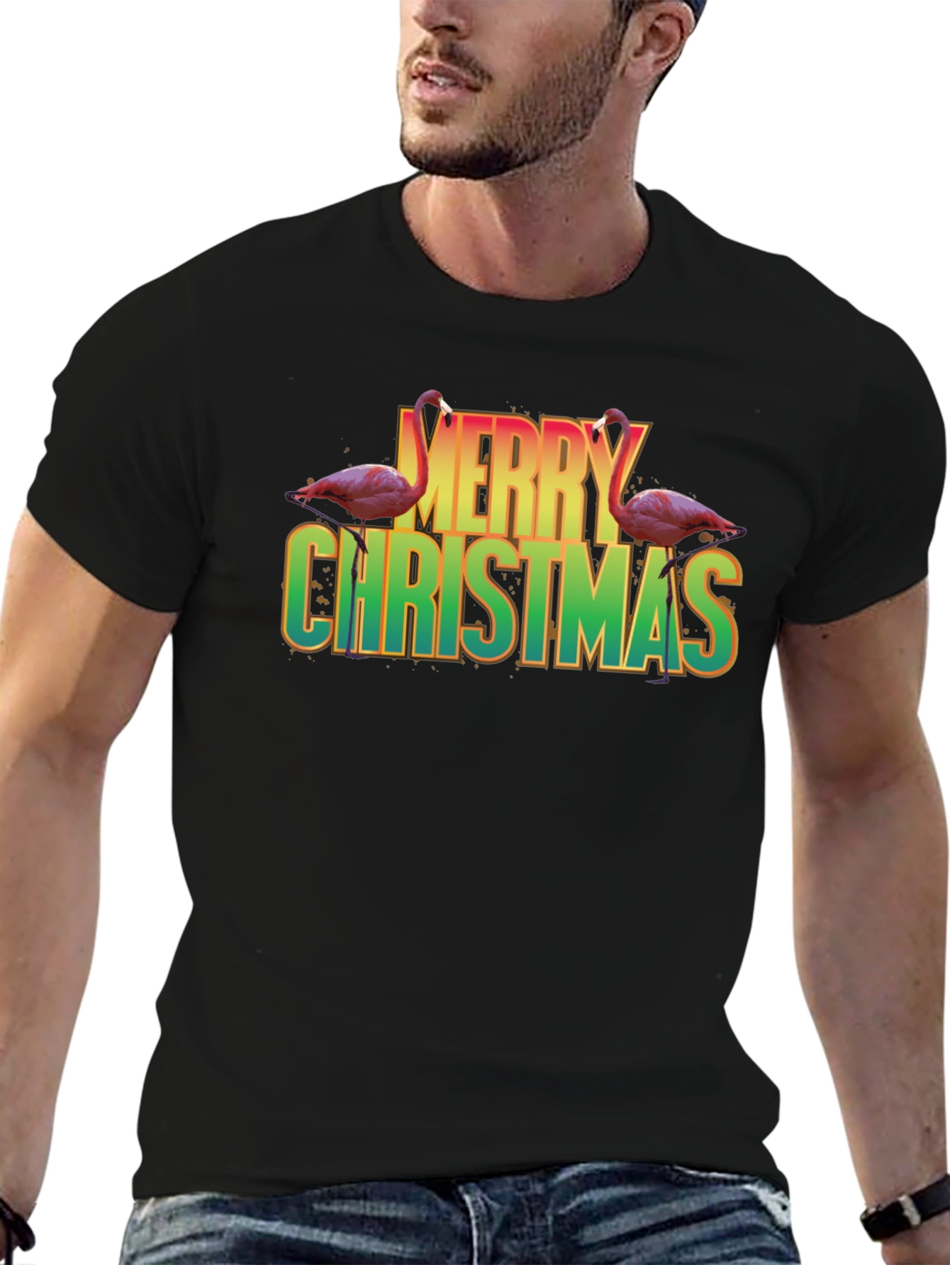 Flamingo Merry Christmas Graphic Tee