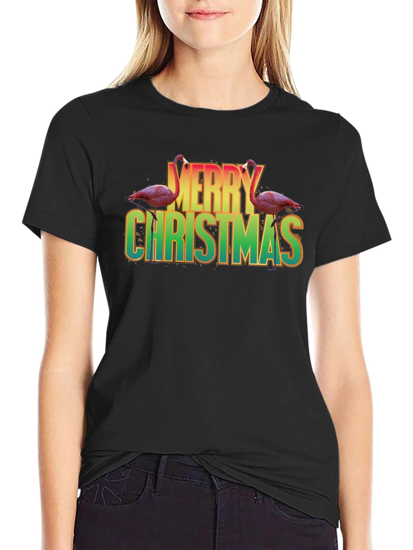 Flamingo Merry Christmas Graphic Tee