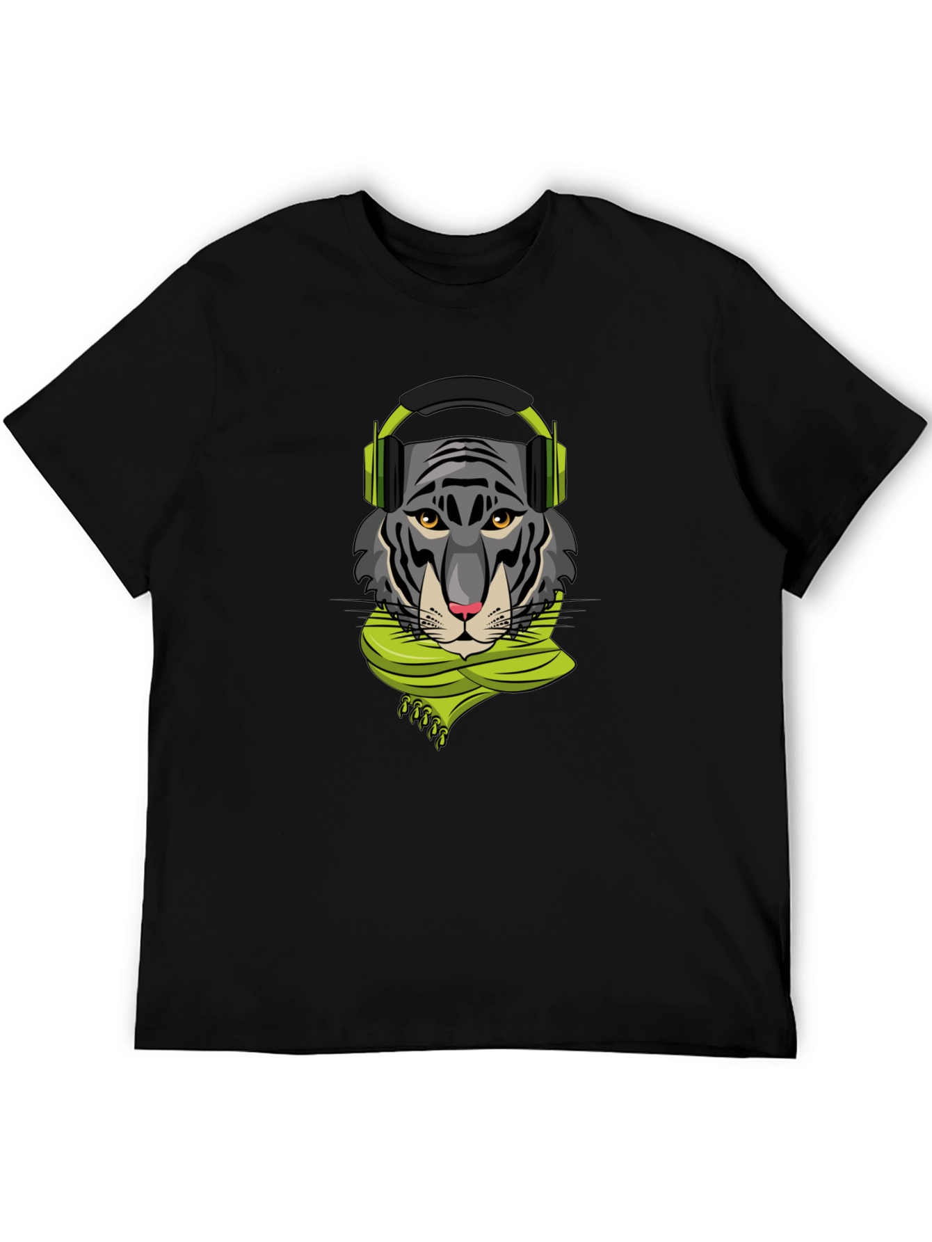 Tiger DJ Graphic Tee - Stylish Black T-Shirt