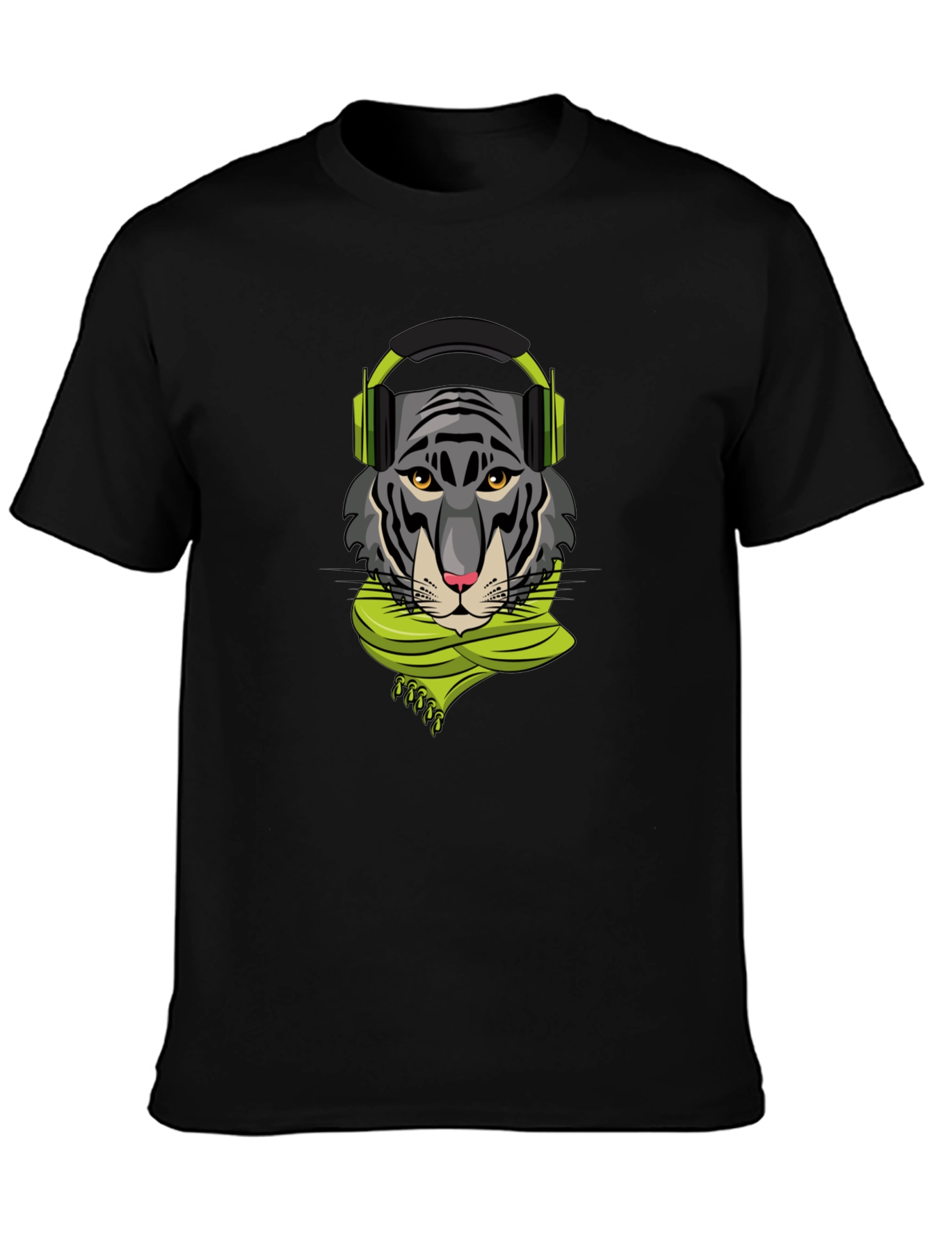 Tiger DJ Graphic Tee - Stylish Black T-Shirt