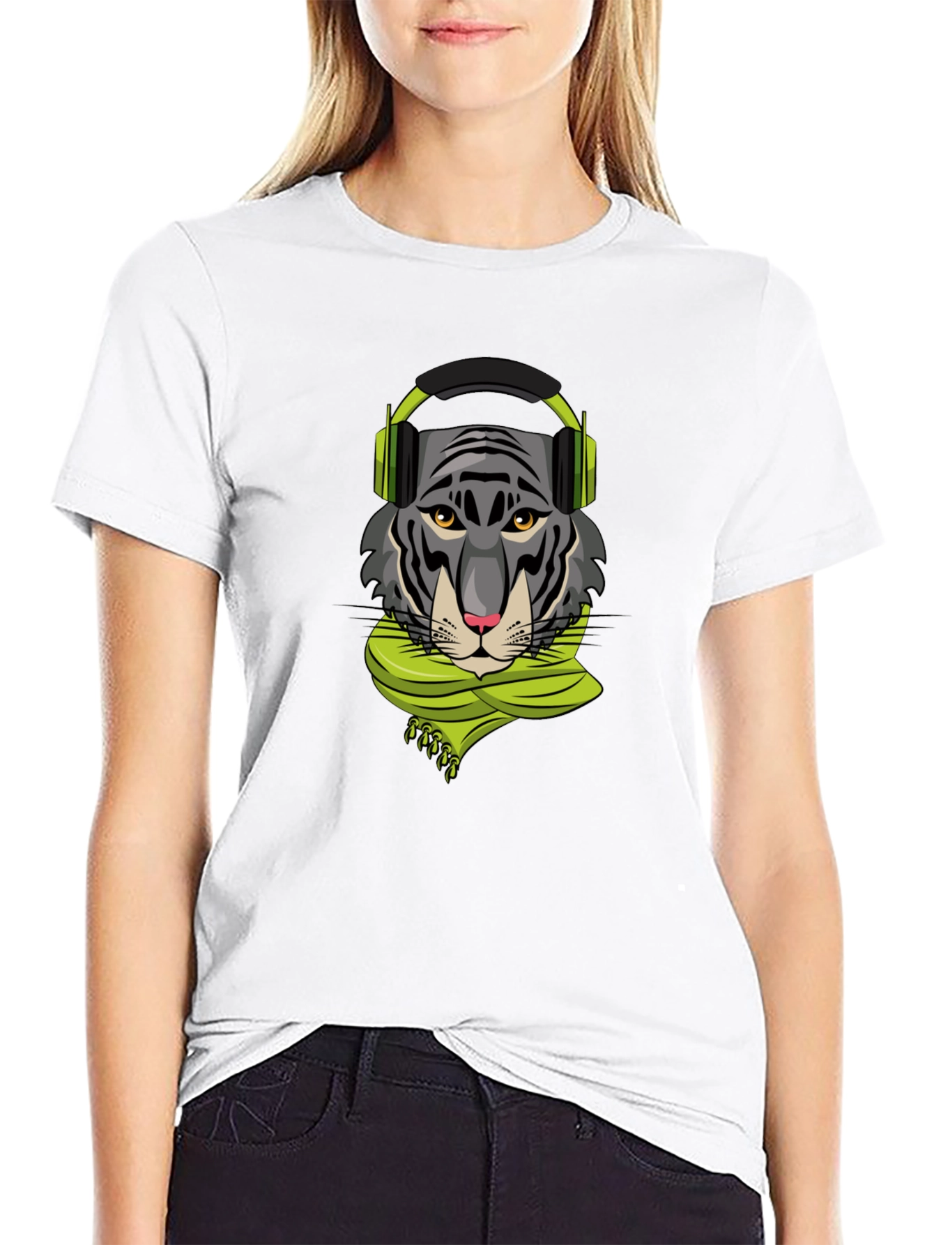Tiger DJ Graphic Tee - Stylish Black T-Shirt