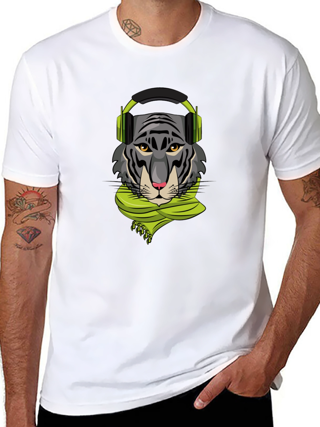 Tiger DJ Graphic Tee - Stylish Black T-Shirt