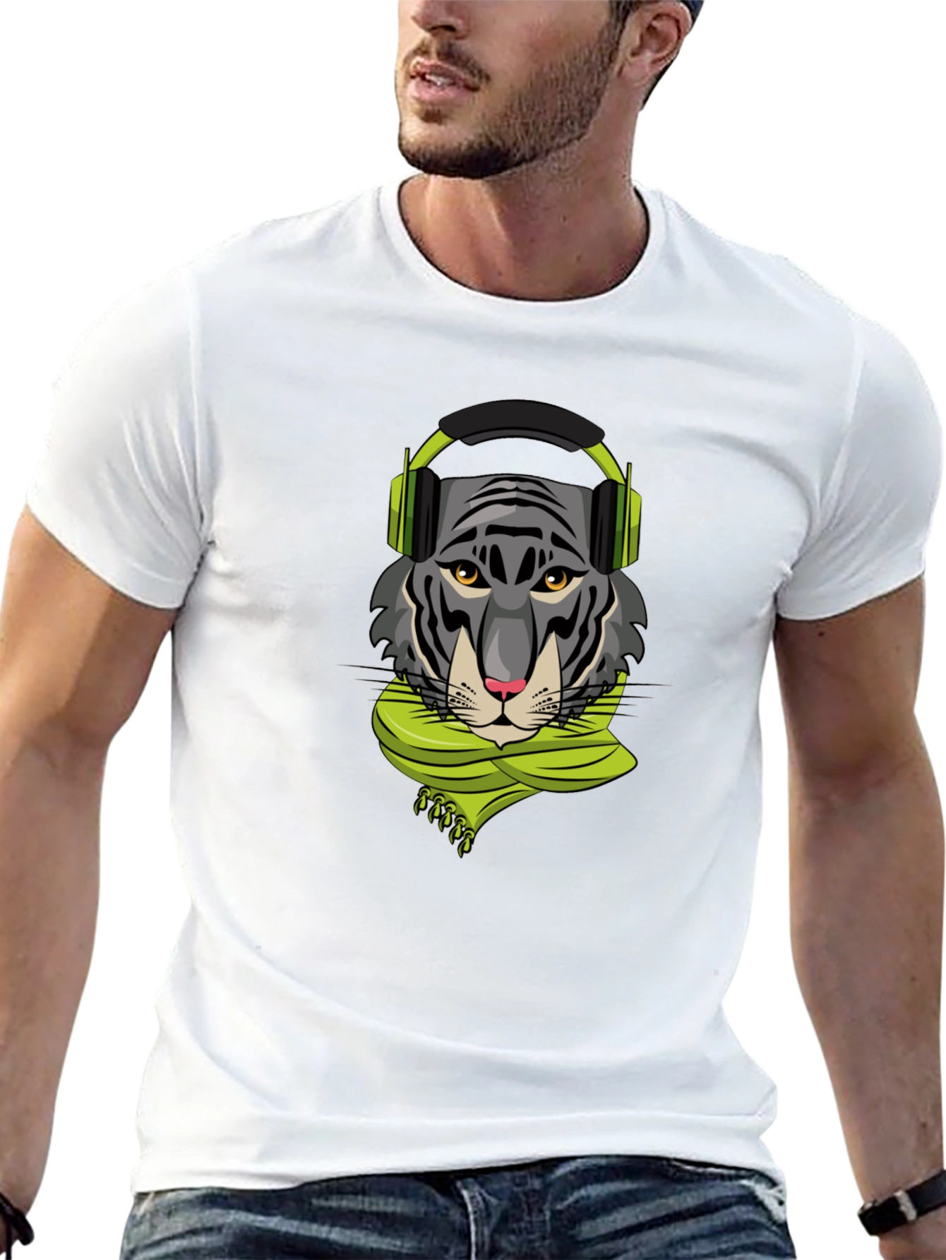Tiger DJ Graphic Tee - Stylish Black T-Shirt