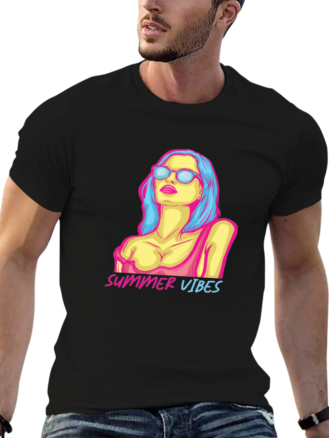 Summer Vibes Graphic Tee - Black T-Shirt