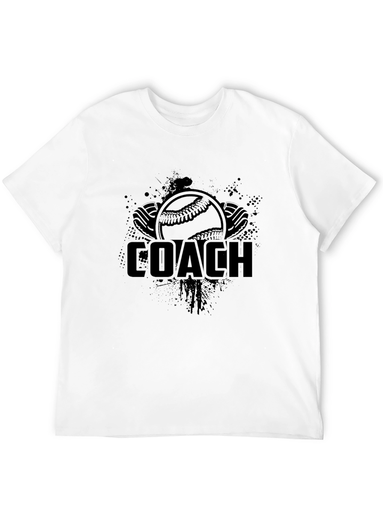 Baseball Coach Graphic T-Shirt - Black Crew Neck Tee