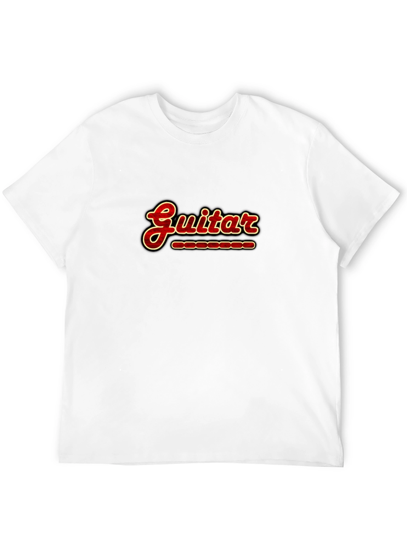 Guitar Print Crew Neck T-Shirt - Music Lover Tee