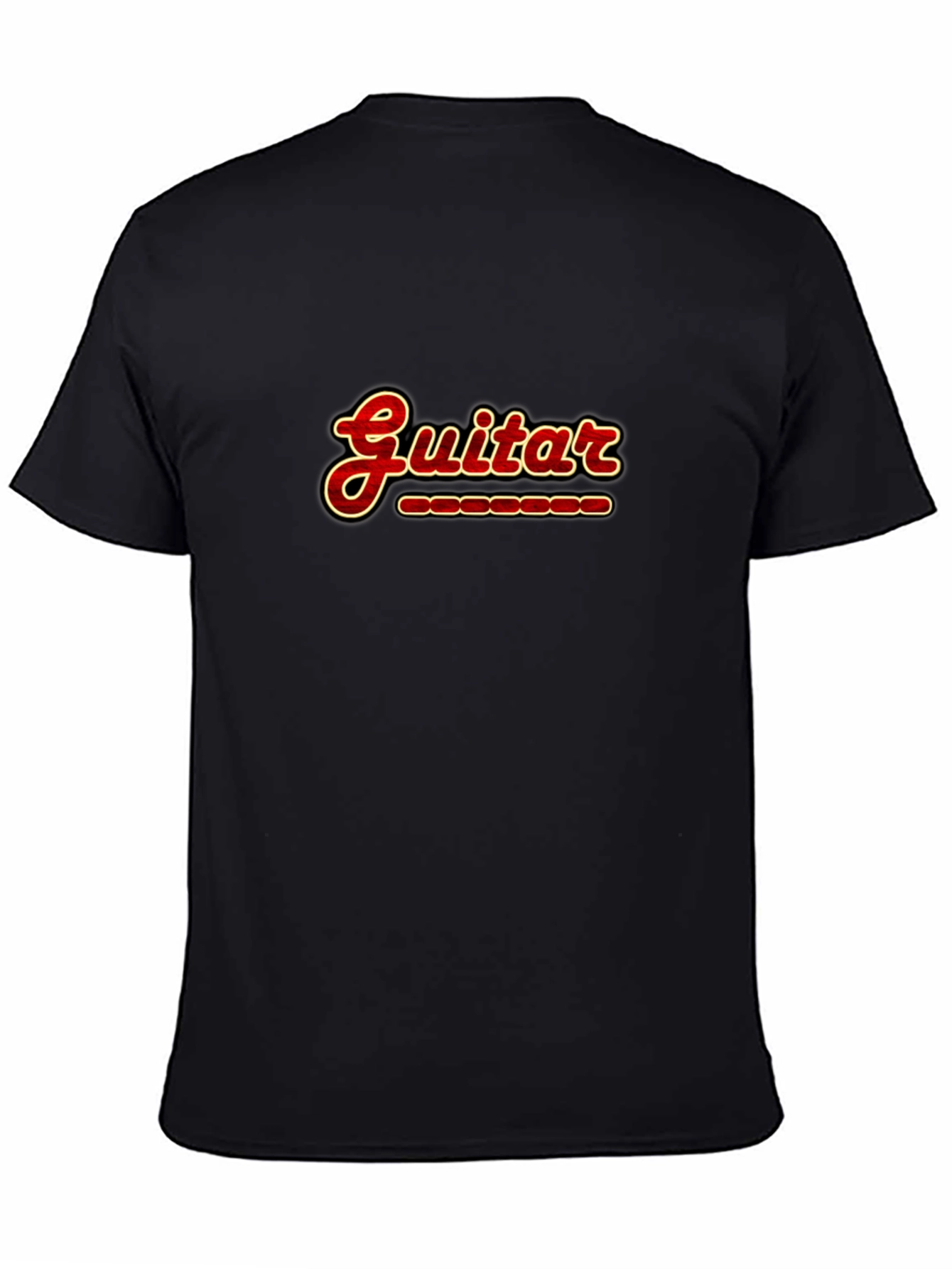 Guitar Print Crew Neck T-Shirt - Music Lover Tee