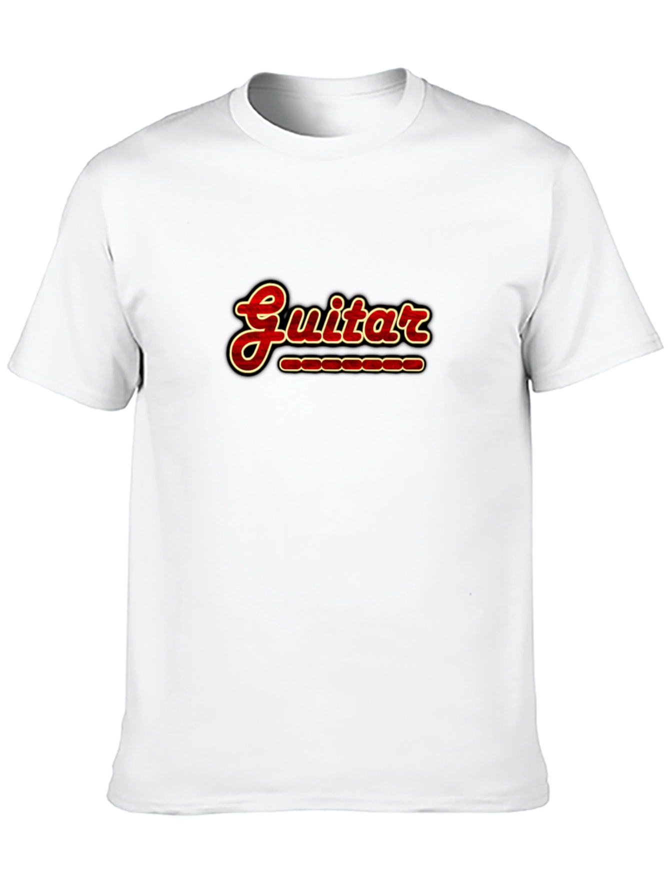 Guitar Print Crew Neck T-Shirt - Music Lover Tee