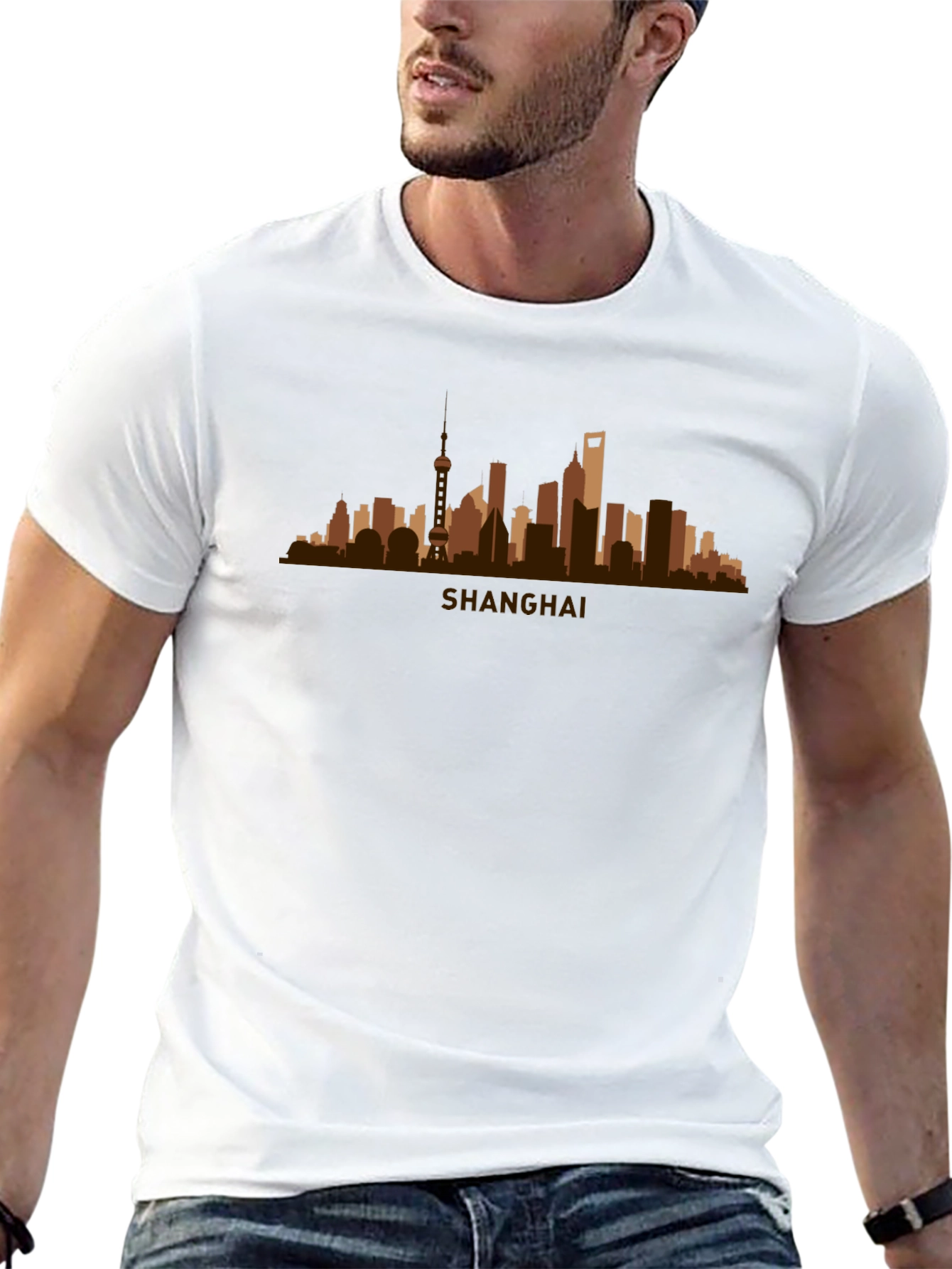 Shanghai Skyline Graphic Tee - Stylish Cityscape T-Shirt