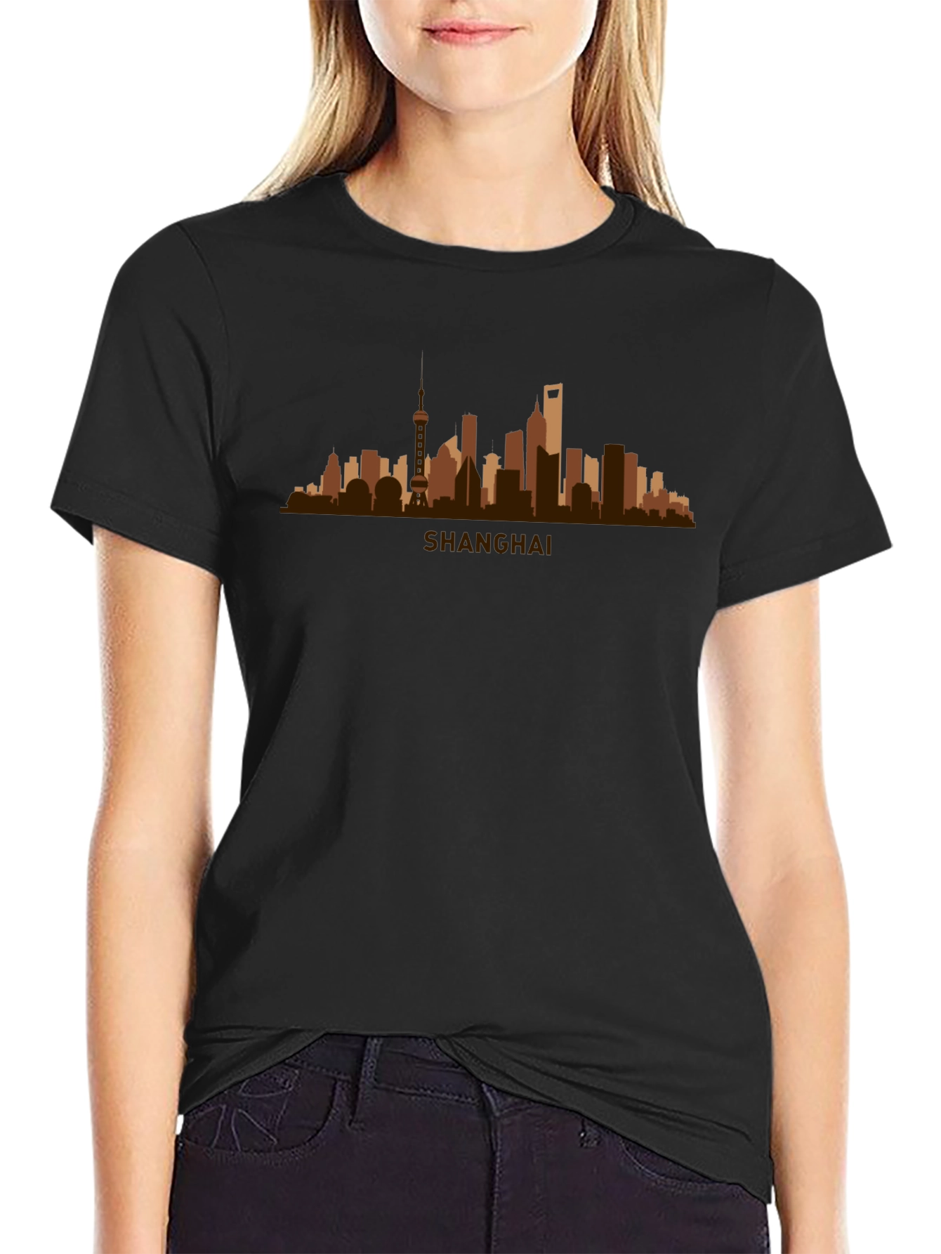 Shanghai Skyline Graphic Tee - Stylish Cityscape T-Shirt