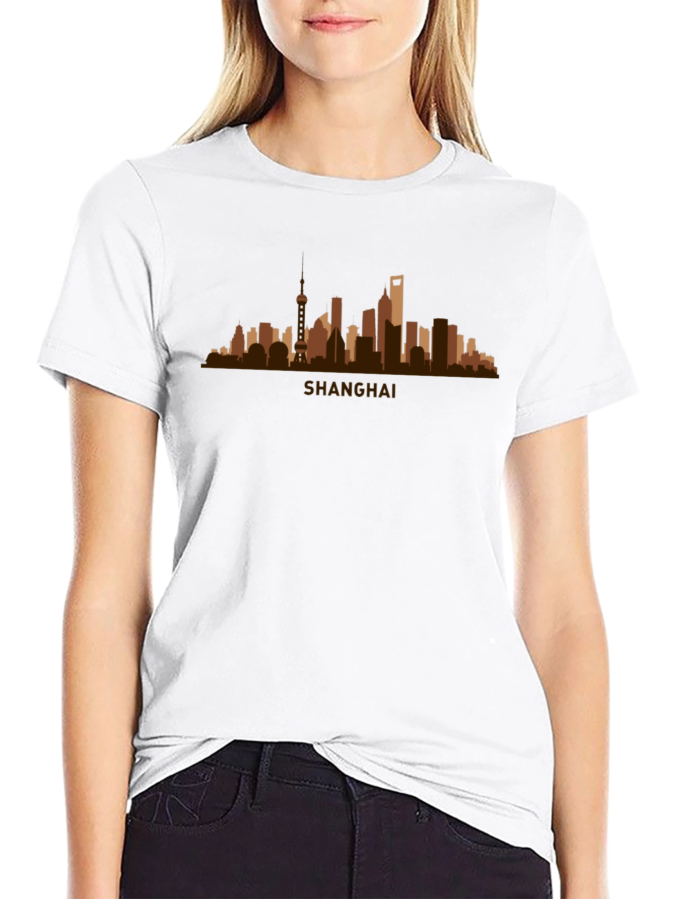 Shanghai Skyline Graphic Tee - Stylish Cityscape T-Shirt
