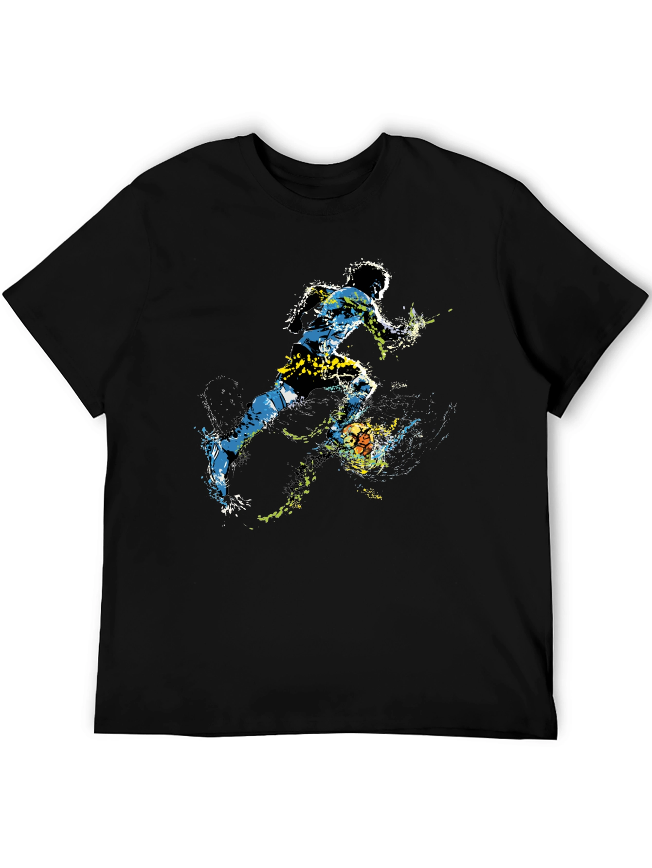 Dynamic Soccer Player Graphic Tee - Black