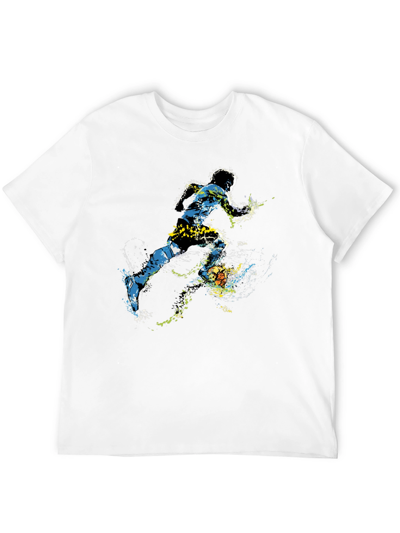 Dynamic Soccer Player Graphic Tee - Black