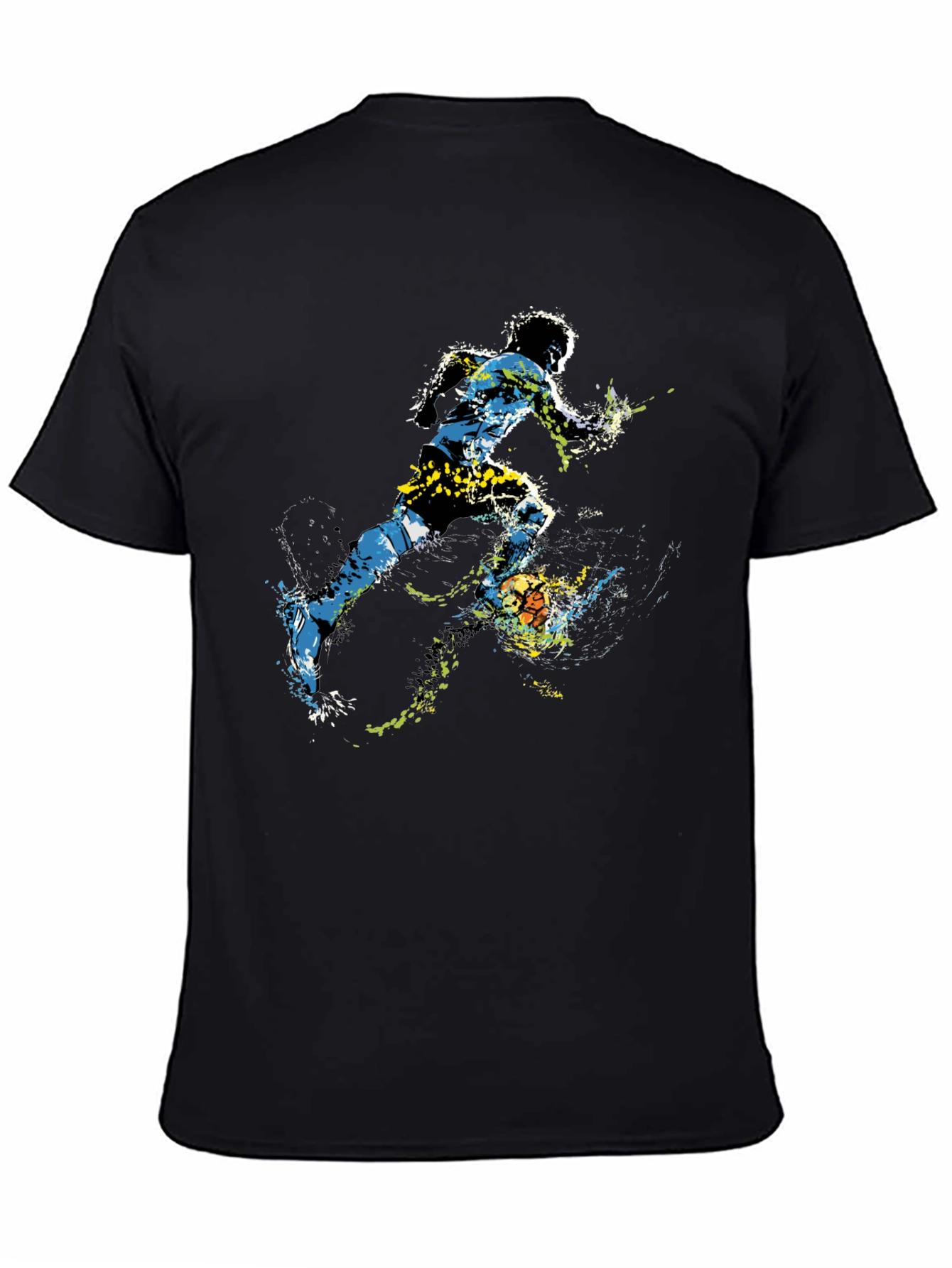 Dynamic Soccer Player Graphic Tee - Black