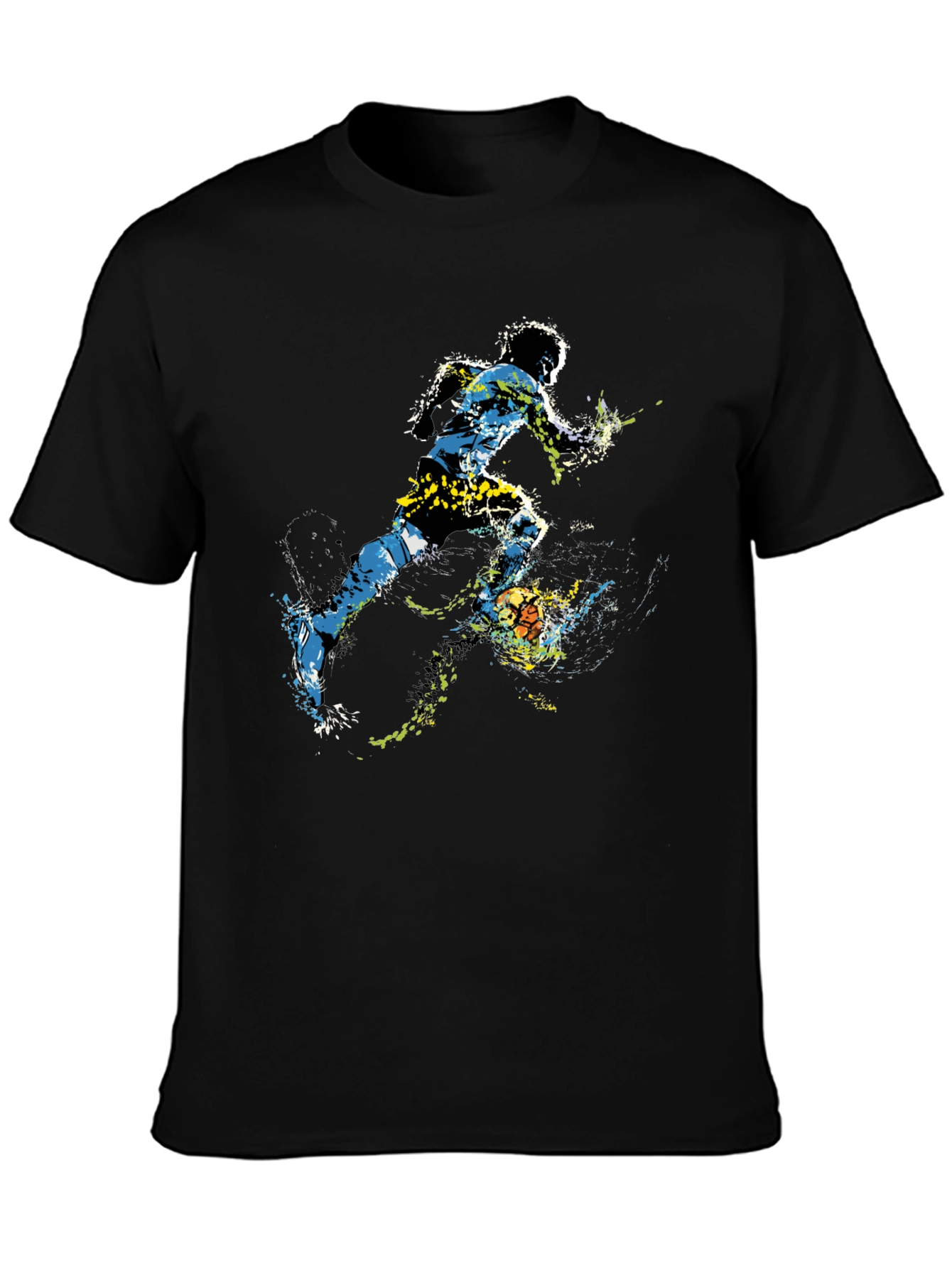 Dynamic Soccer Player Graphic Tee - Black
