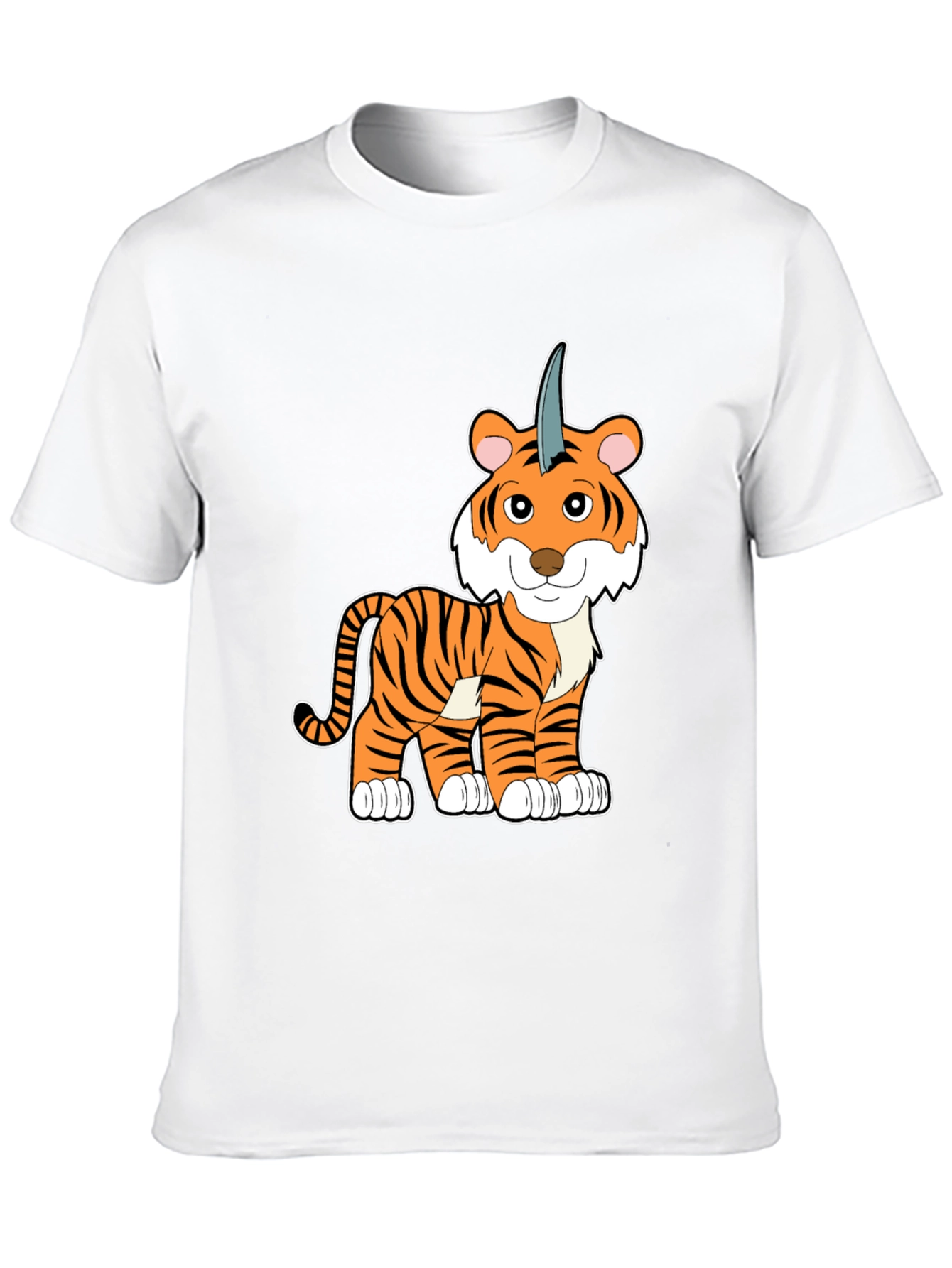 Unicorn Tiger Cartoon Black T-shirt