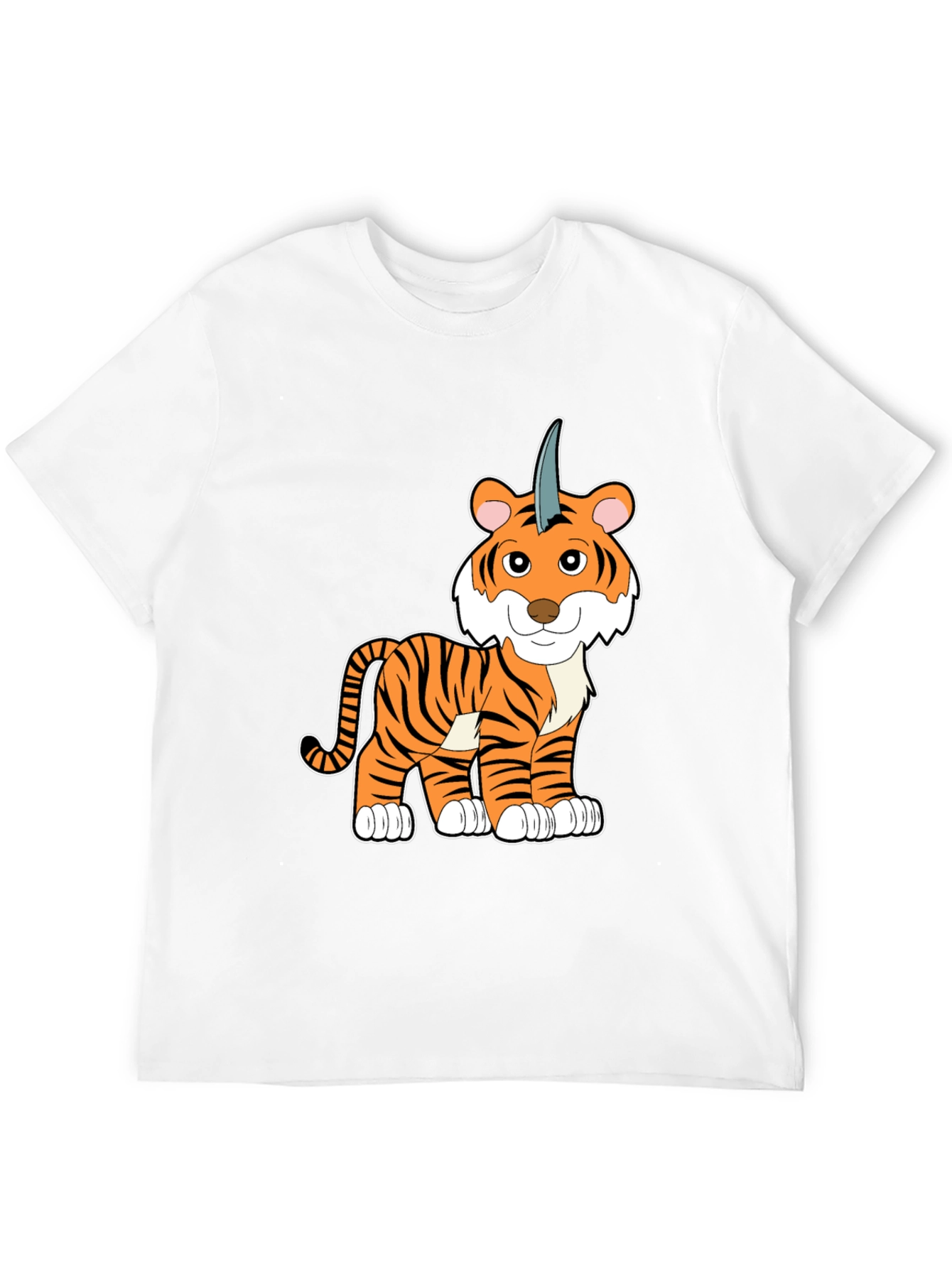 Unicorn Tiger Cartoon Black T-shirt