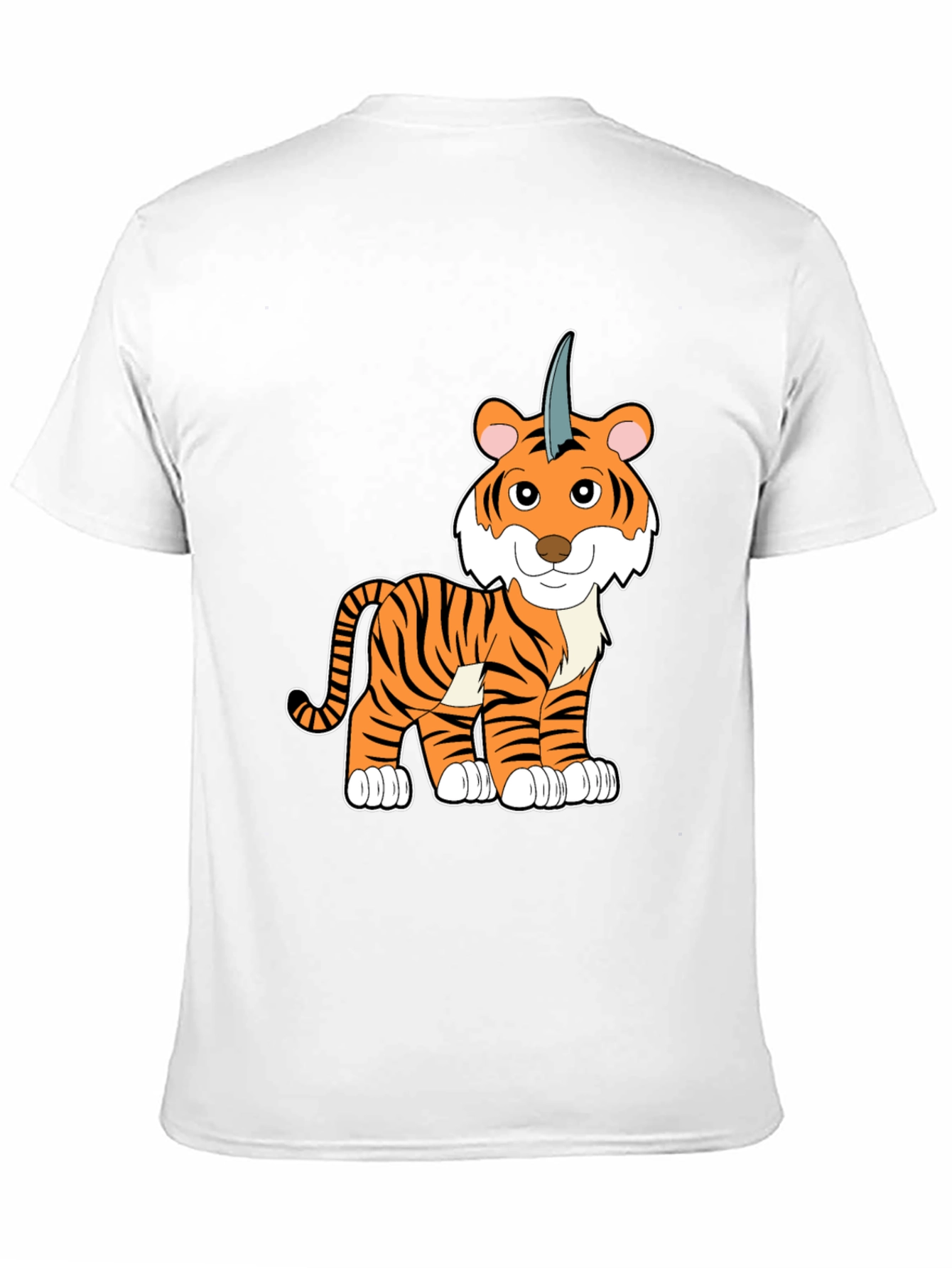 Unicorn Tiger Cartoon Black T-shirt