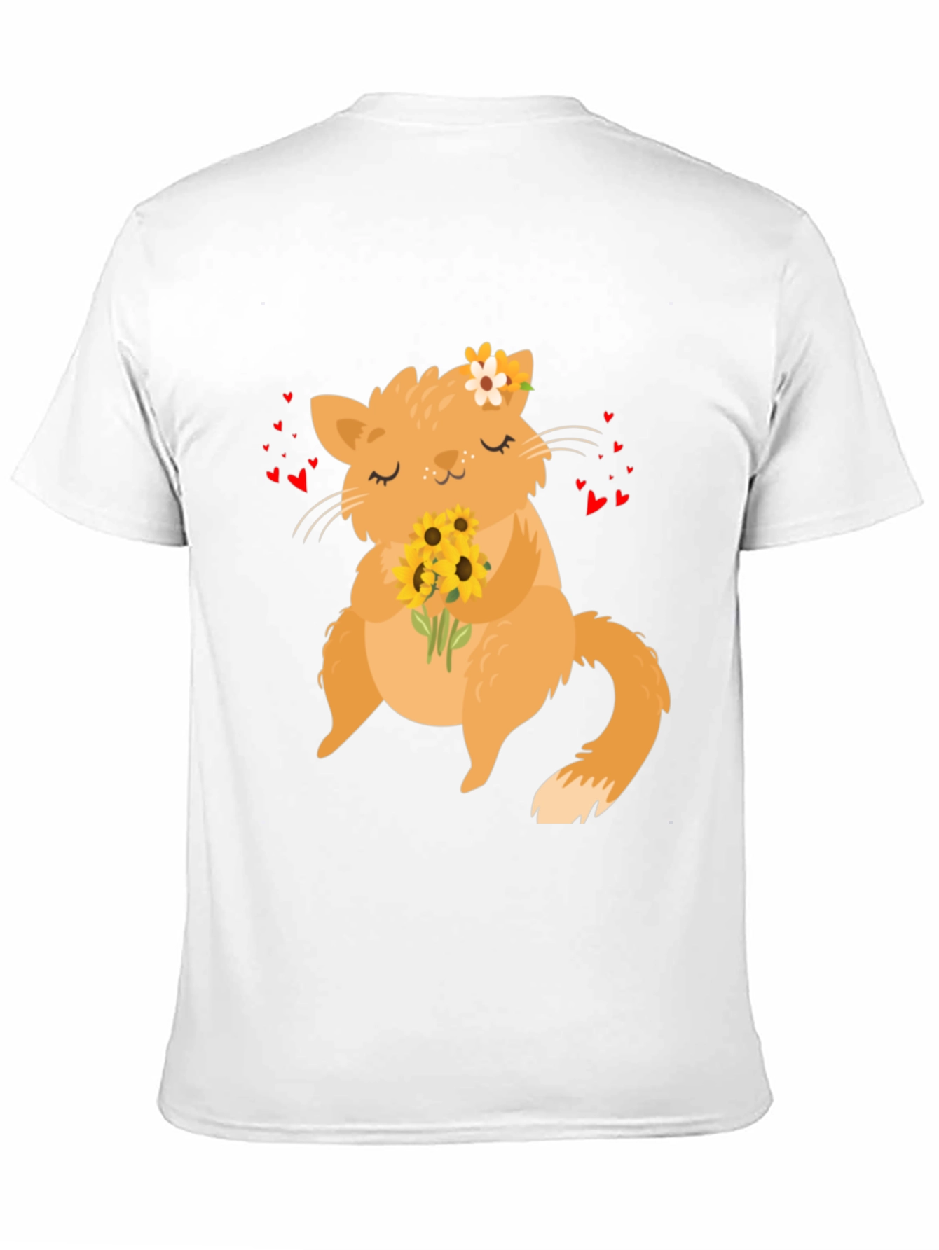 Cute Cat Sunflower Graphic T-Shirt