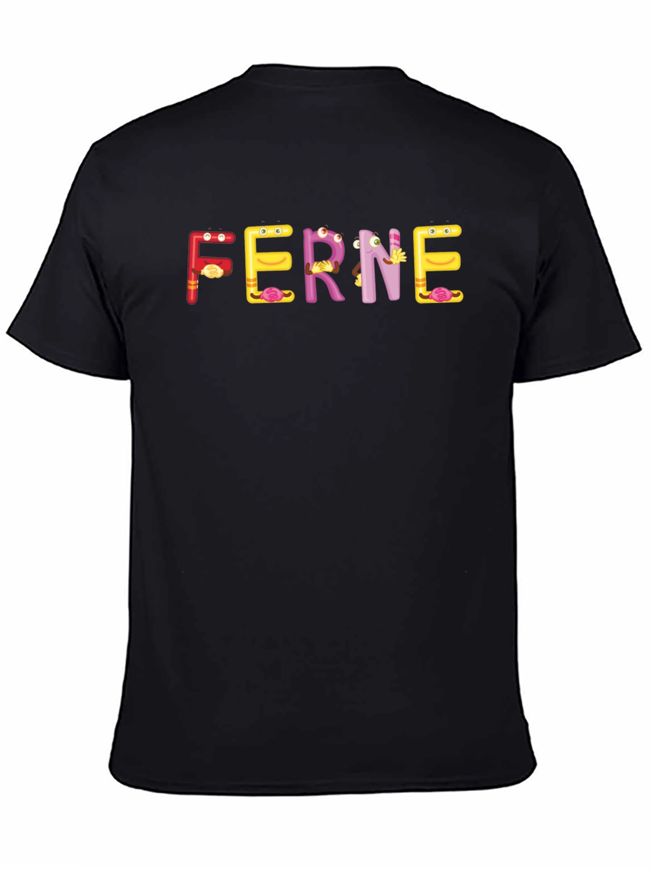Funny FERNE Letters Graphic Black T-Shirt