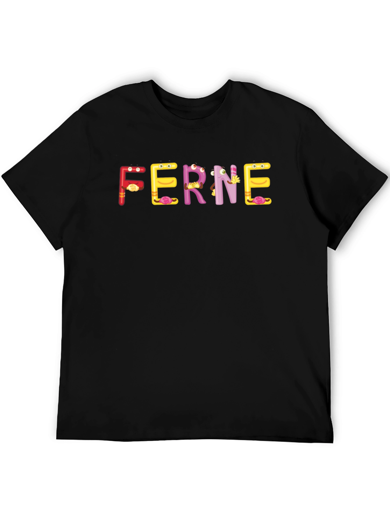 Funny FERNE Letters Graphic Black T-Shirt