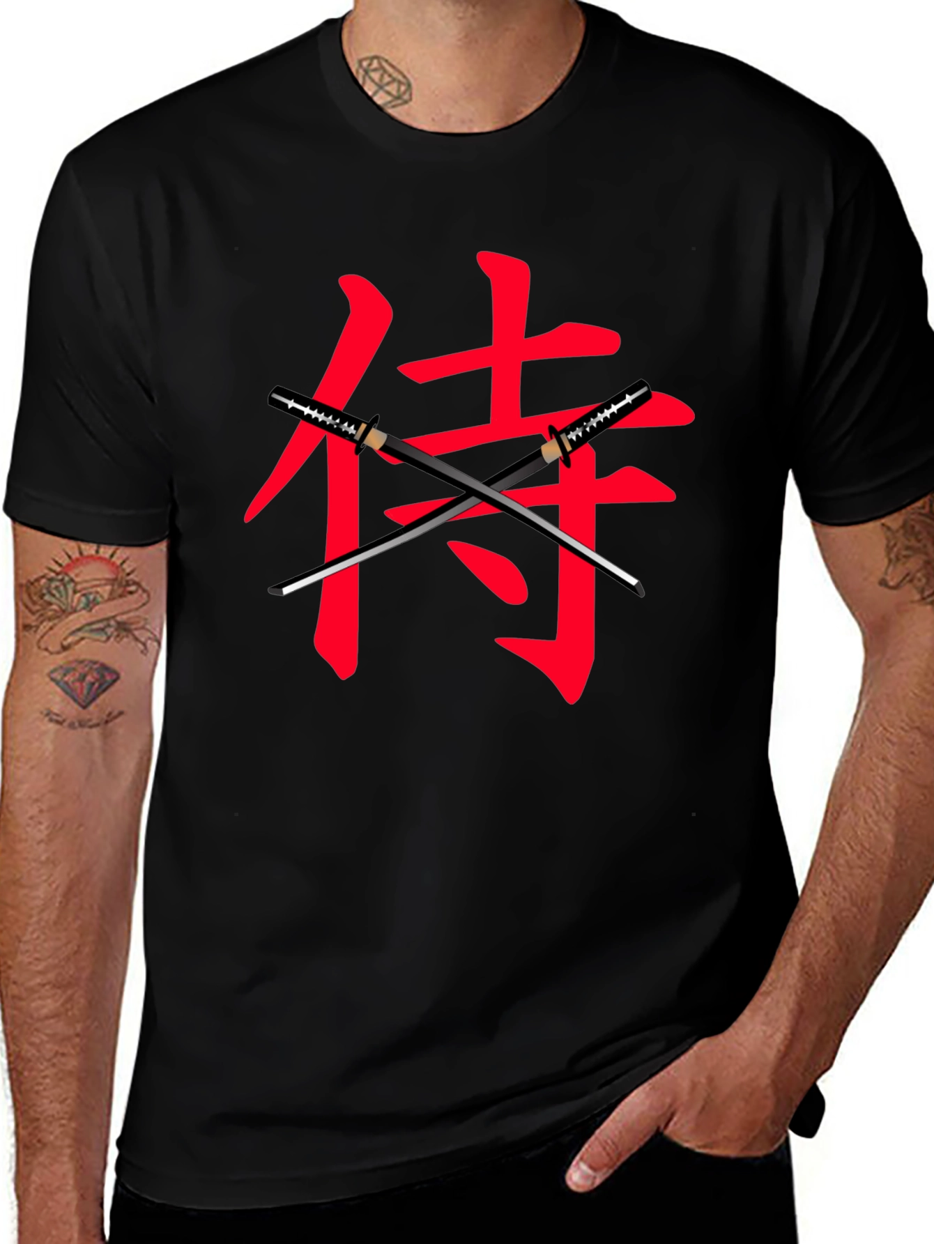 Samurai Sword Graphic Black T-Shirt