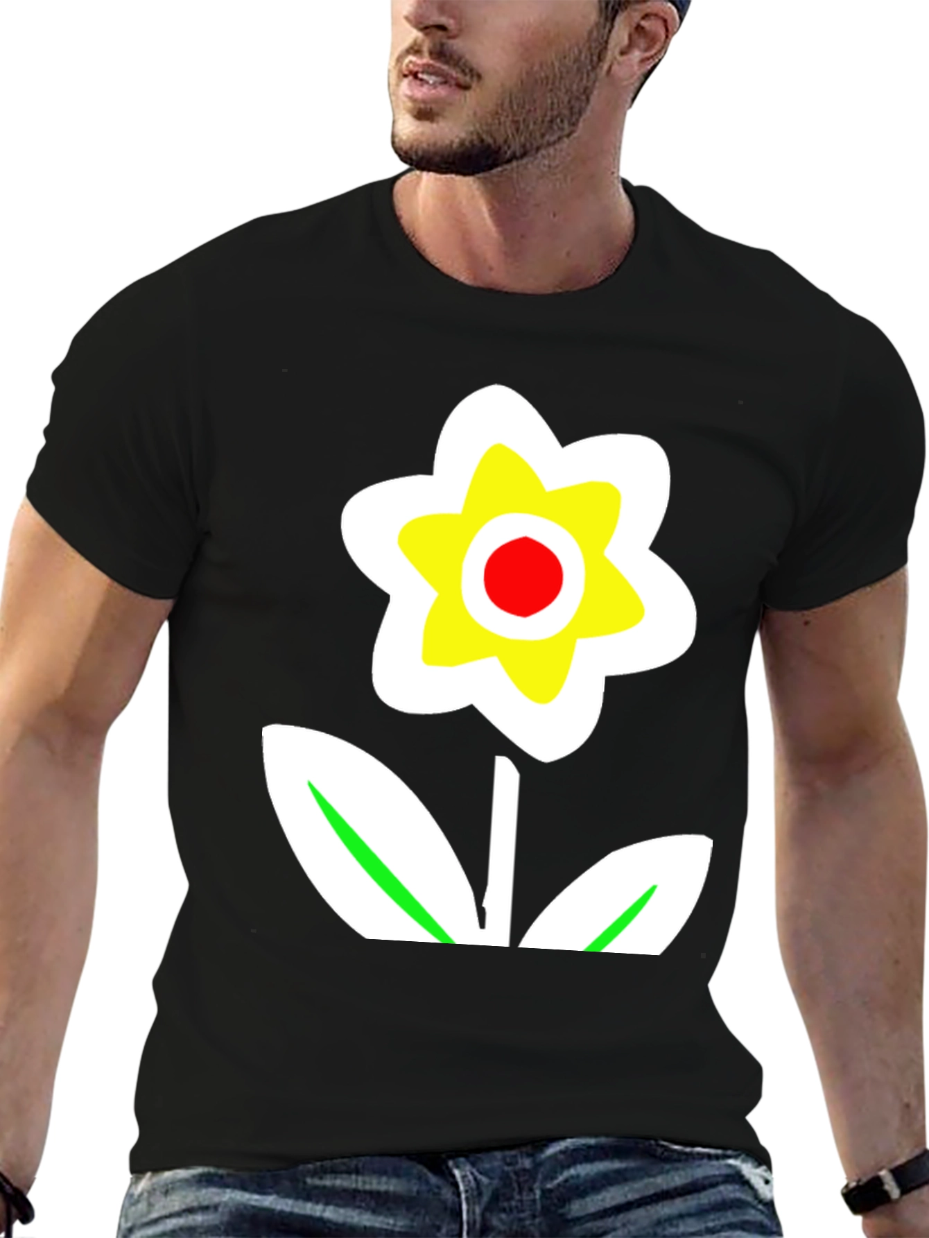 Bold Flower Graphic Tee - Black
